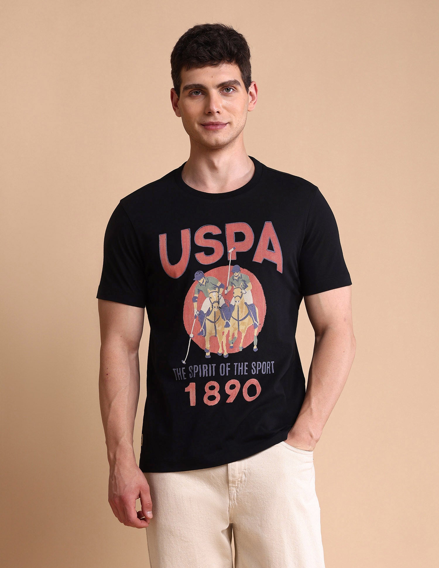 Graphic Printed Muscle Fit T-Shirt Black - U.S. POLO ASSN. | Large