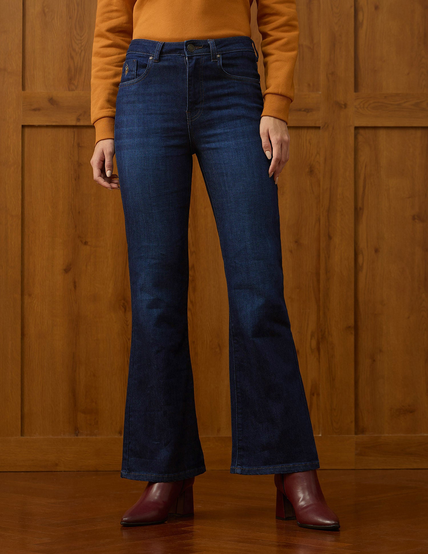 High Rise Flared Fit Jeans Dark Blue - U.S. POLO ASSN. | Large