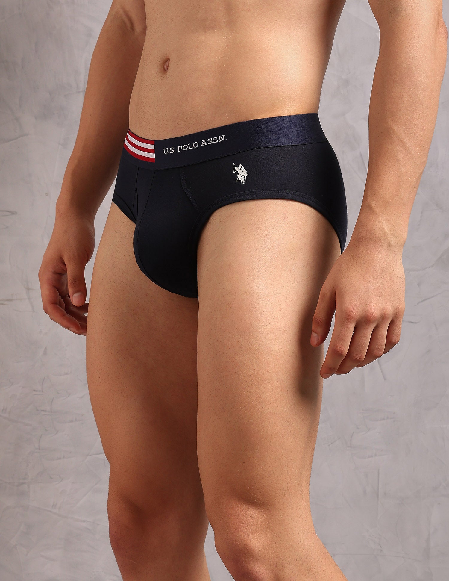 Striped Waistband OEB19 Briefs - Pack Of 2 Uspa Navy and Chinon Green - U.S. Polo Assn. India | Large