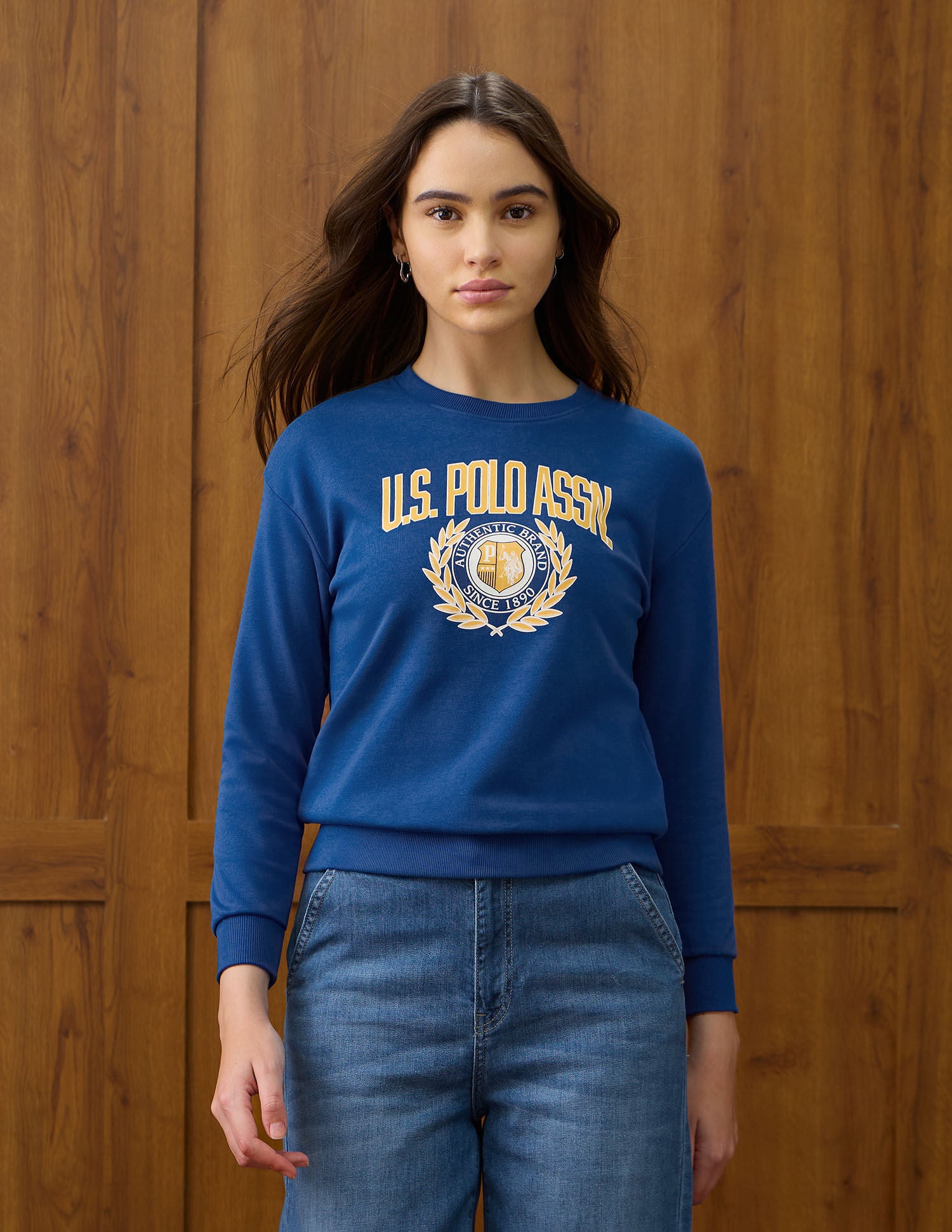 Brand Appliqued Regular Fit Sweater Blue - U.S. POLO ASSN. | Large