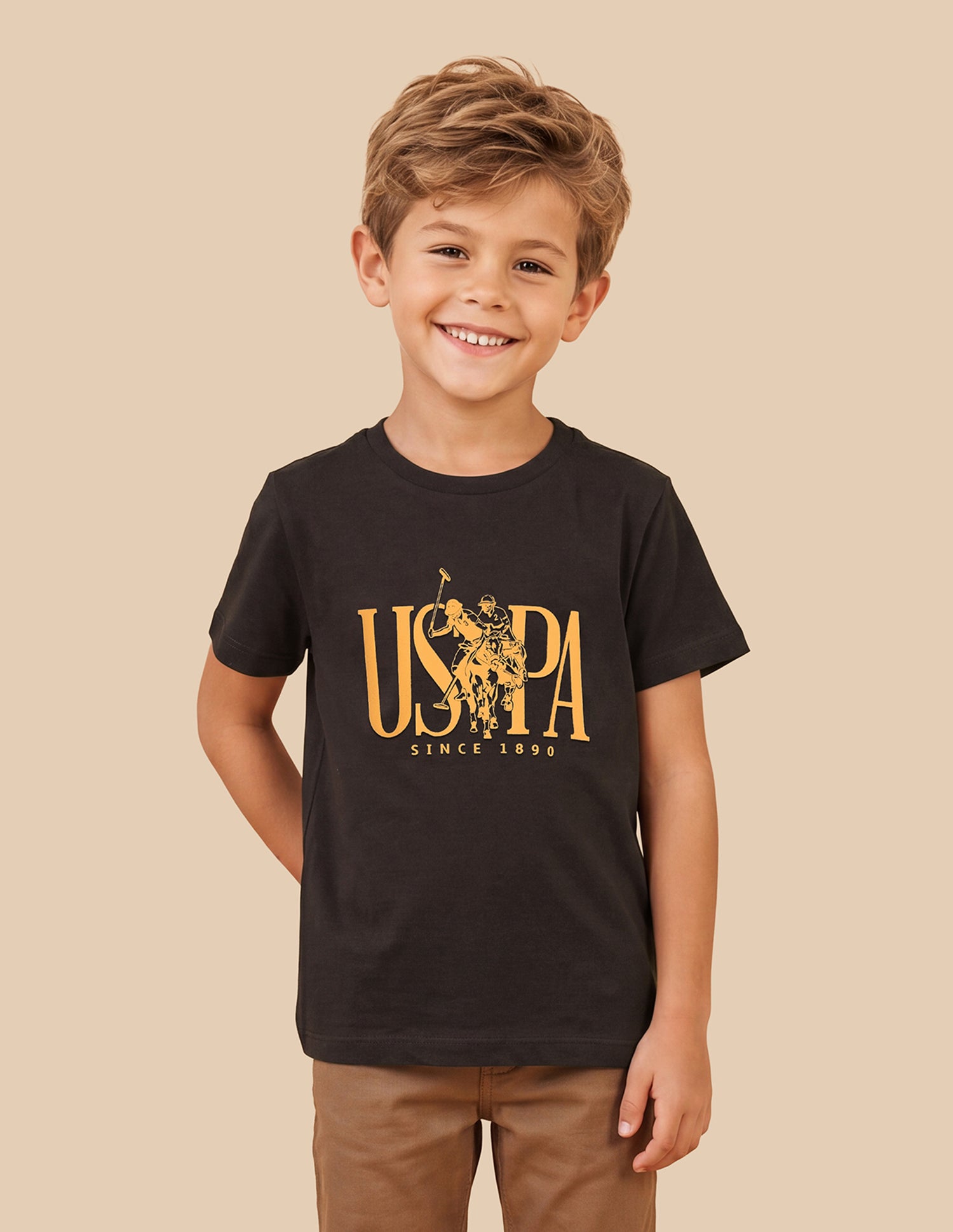 Brand Printed Regular Fit T-Shirt Brown - U.S. Polo Assn. India | Large