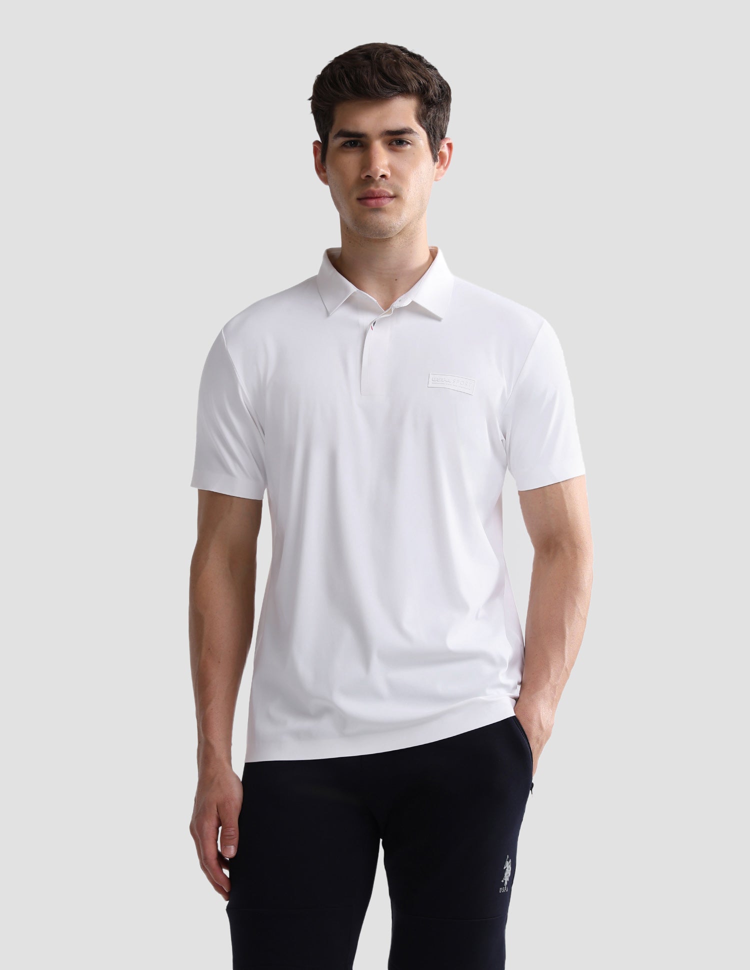 Solid Slim Fit Active Polo Shirt White - U.S. Polo Assn. India | Large