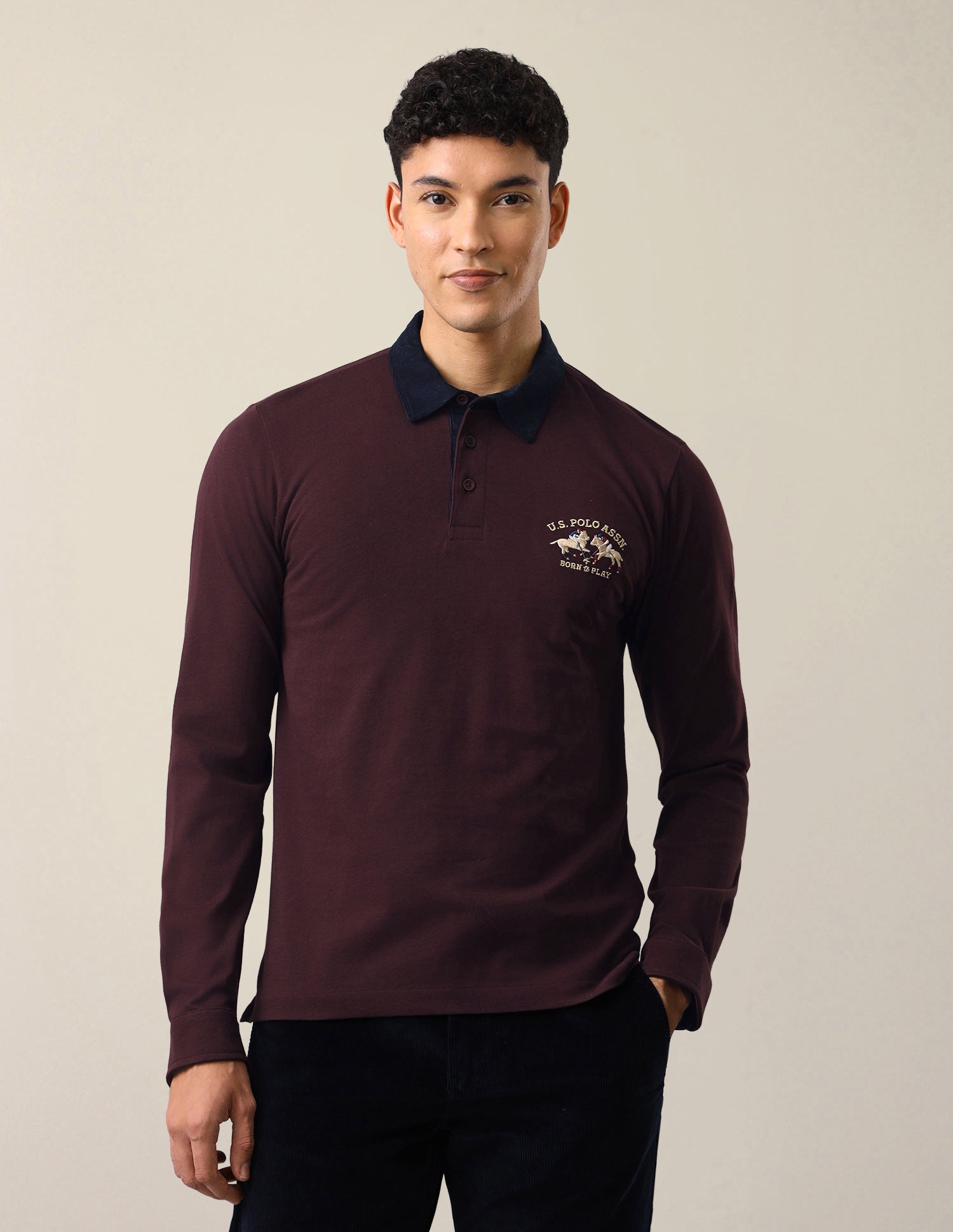 Solid Slim Fit Polo Shirt Maroon - U.S. Polo Assn. India | Large