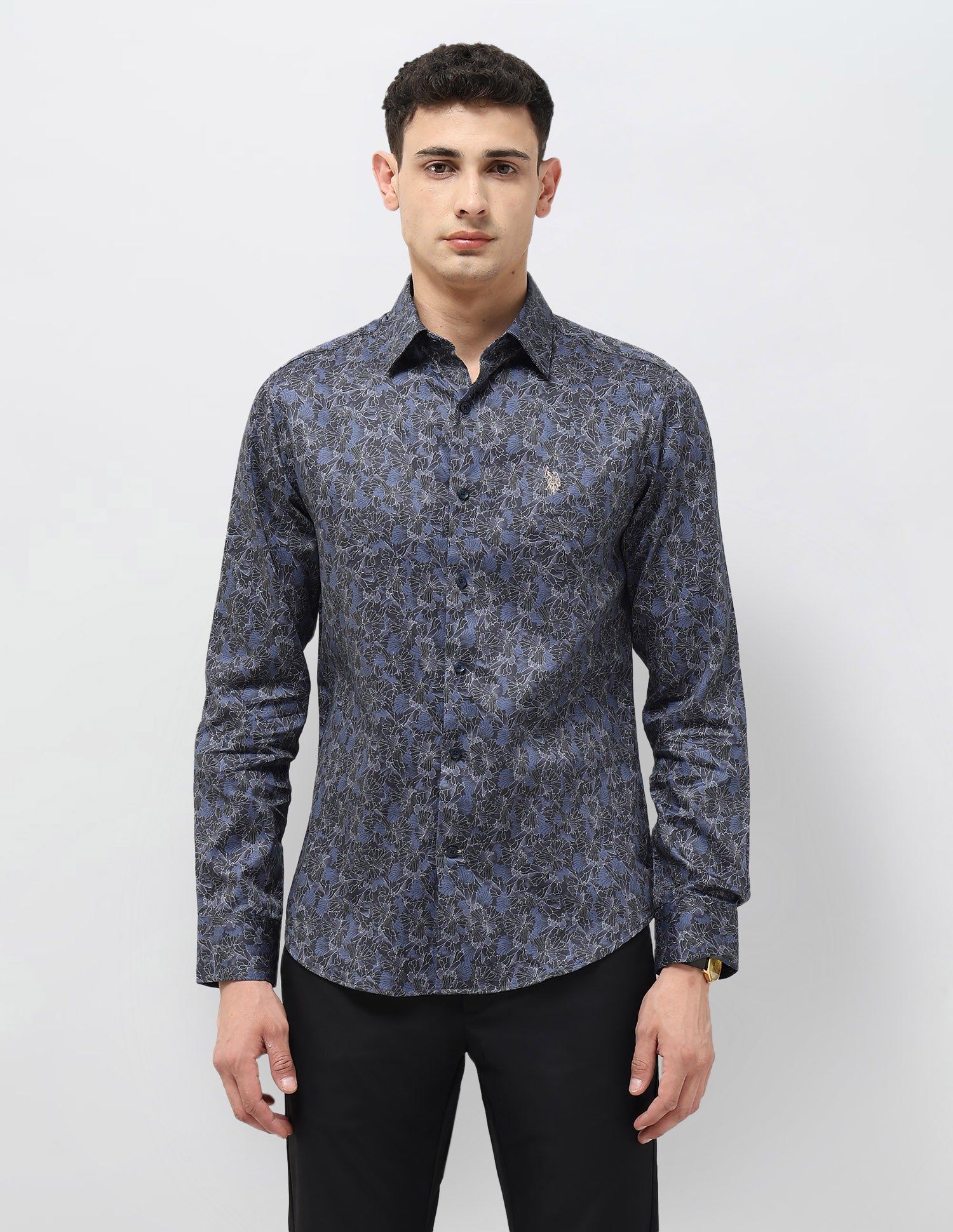 Satin Floral Printed Shirt Navy - U.S. POLO ASSN. | Large