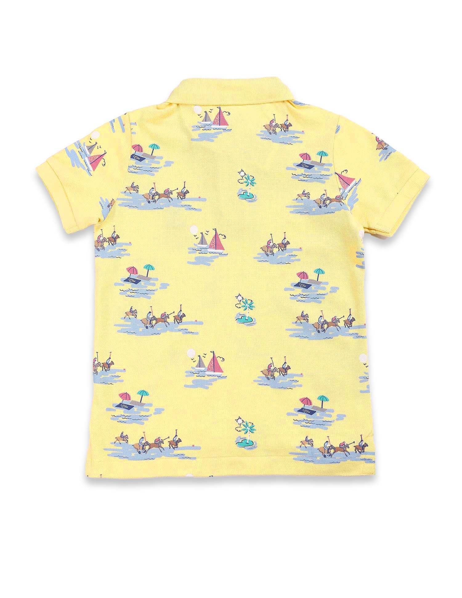 Boys Graphic Print Polo Shirt Light Yellow - U.S. Polo Assn. India | Large