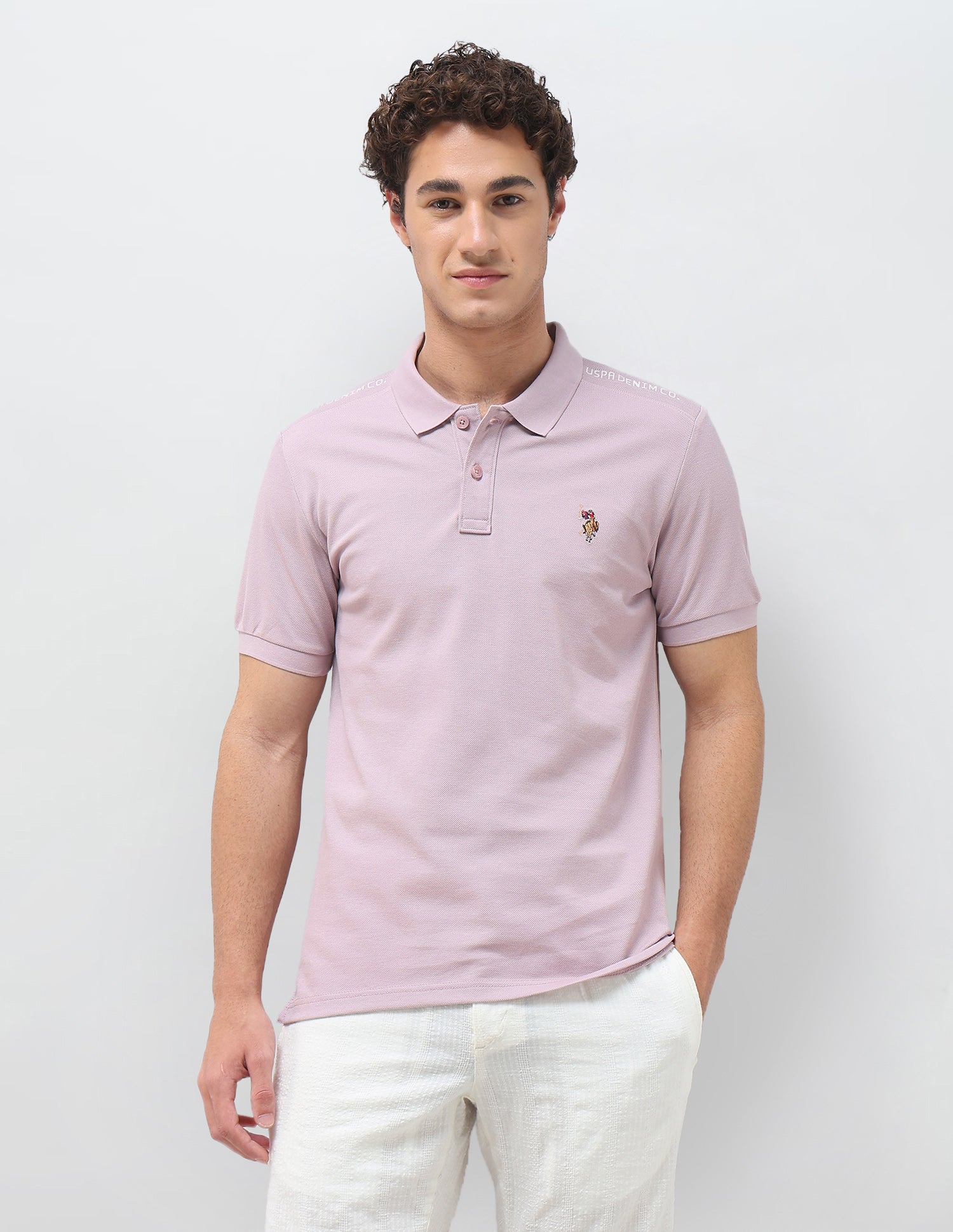 Solid Slim Fit Polo Shirt Peach - U.S. Polo Assn. India | Large