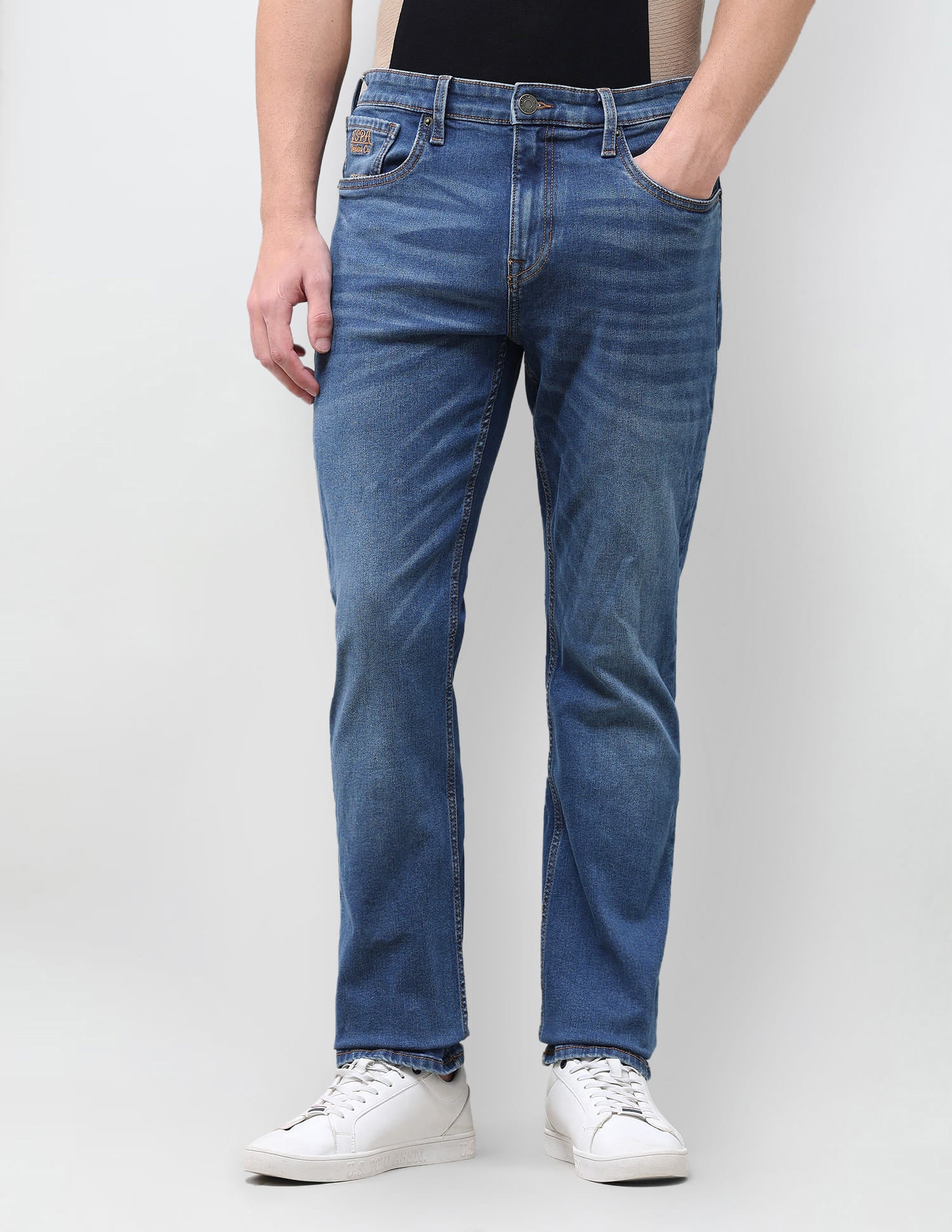 Solid Slim Straight Fit Jeans Blue - U.S. Polo Assn. India | Large