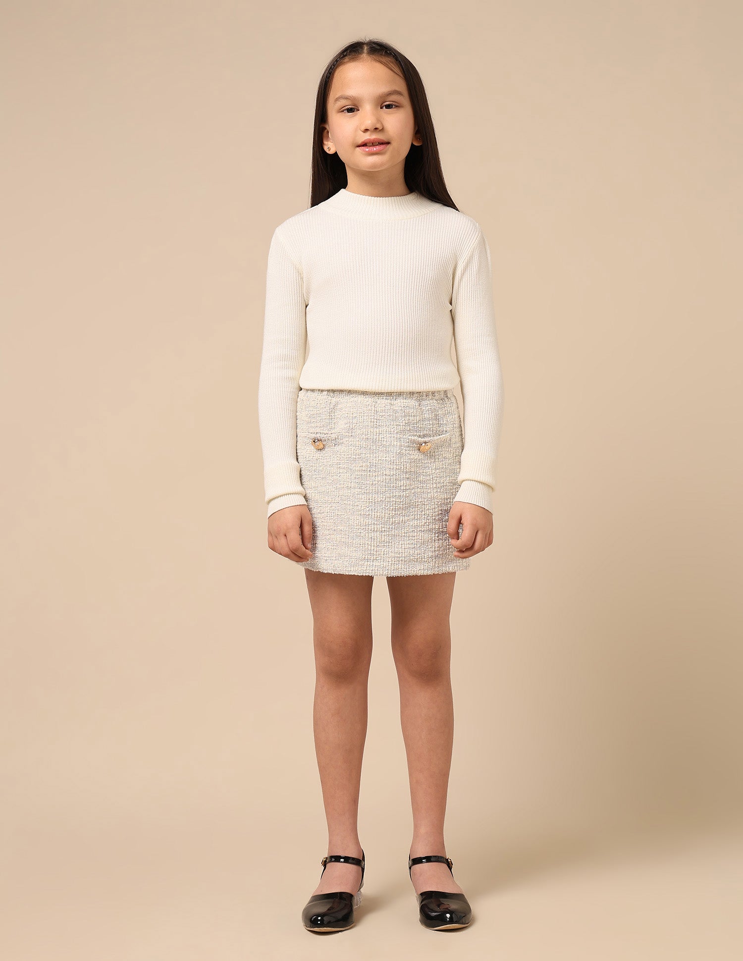 Girls Regular Fit Straight Skirt Off White - U.S. POLO ASSN. | Large