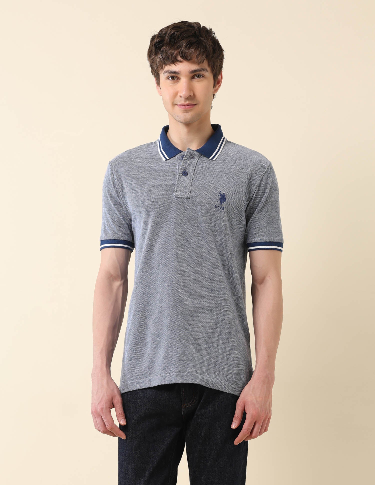 Heathered Classic Polo Shirt Blue - U.S. Polo Assn. India | Large