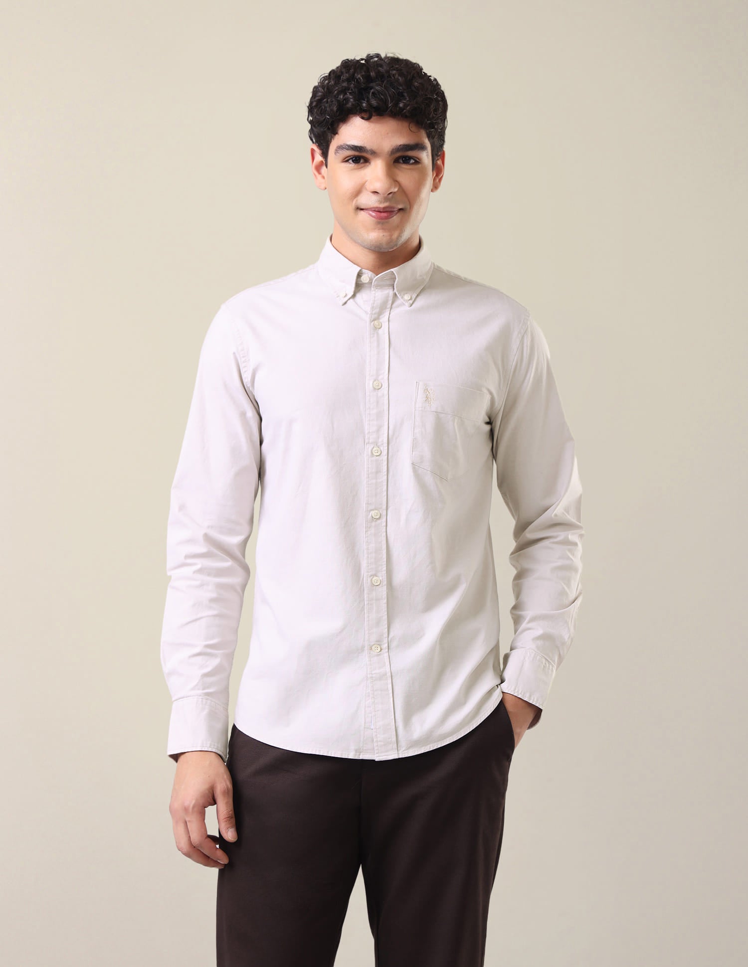 Casa De Campo Regular Fit Shirt Ivory - U.S. Polo Assn. India | Large