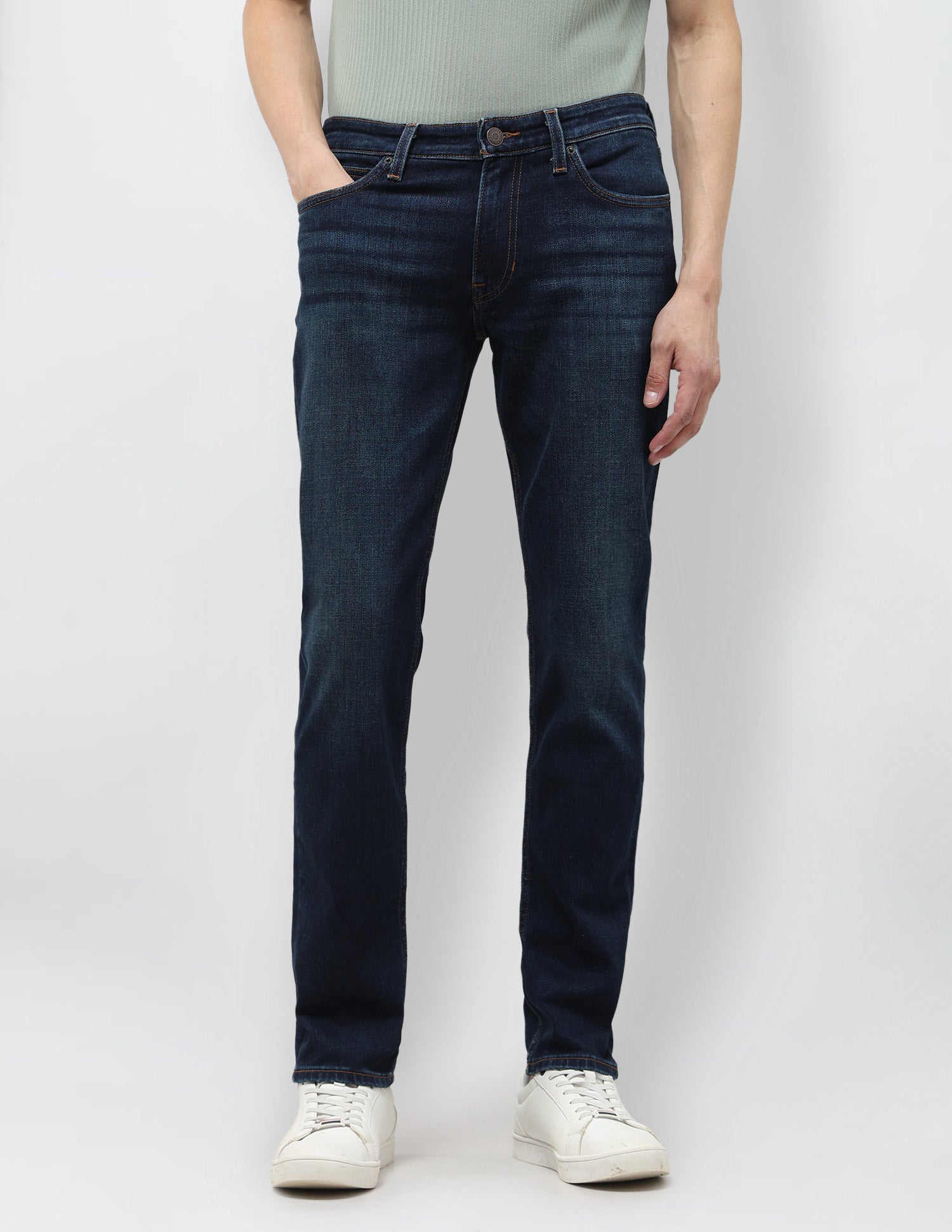 Brandon Slim Tapered Fit Blue Jeans Mid Blue - U.S. POLO ASSN. | Large