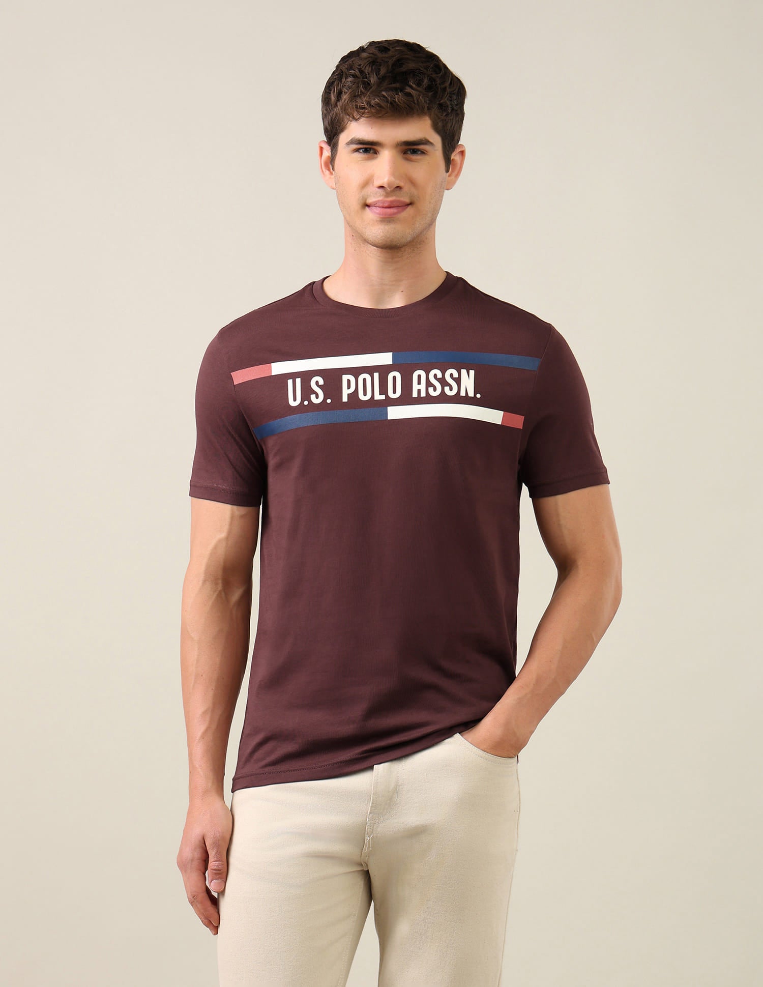 Brand Printed Regular Fit T-Shirt Red - U.S. Polo Assn. India | Large