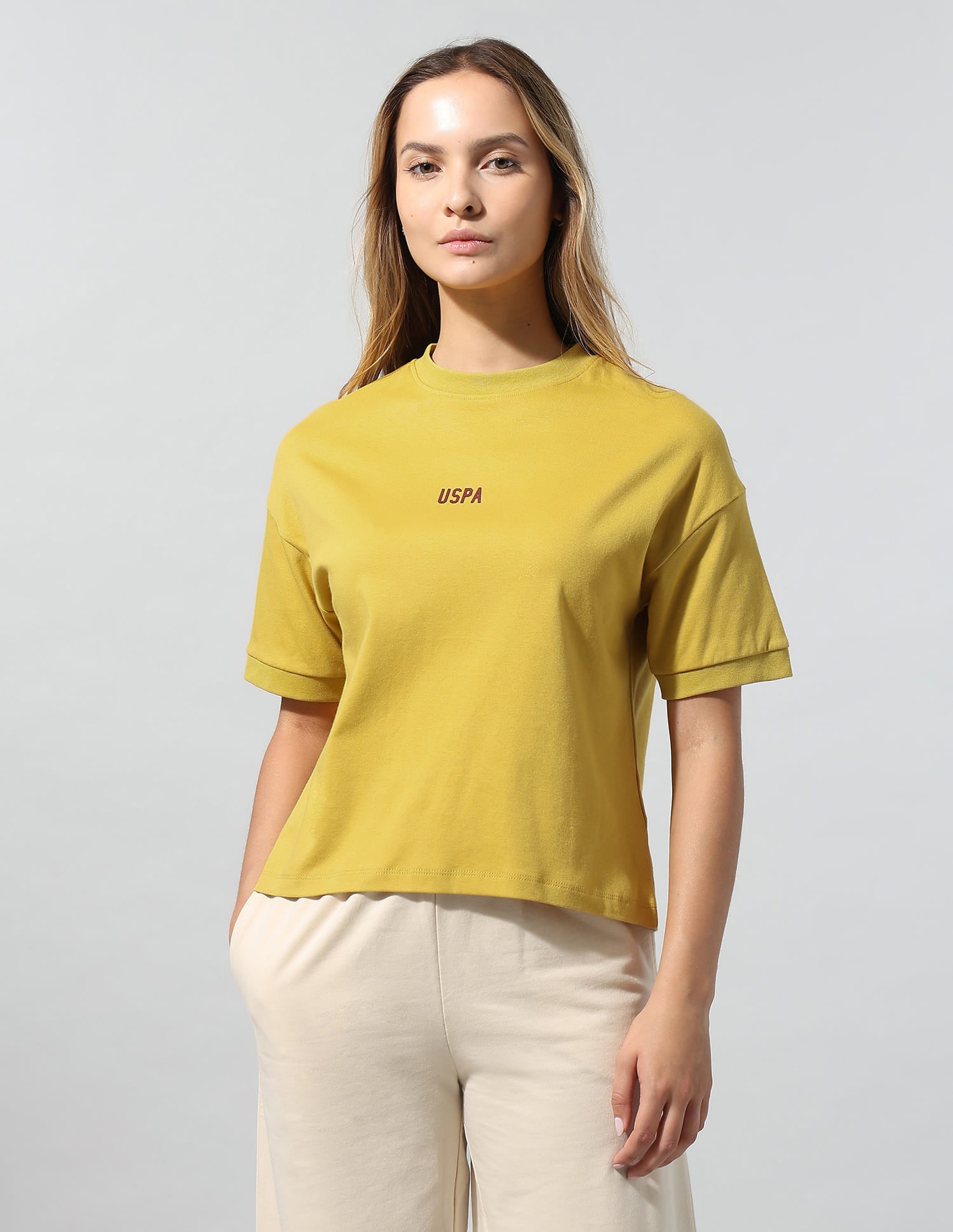 Brand Printed Relaxed T-Shirt Yellow - U.S. Polo Assn. India | Large