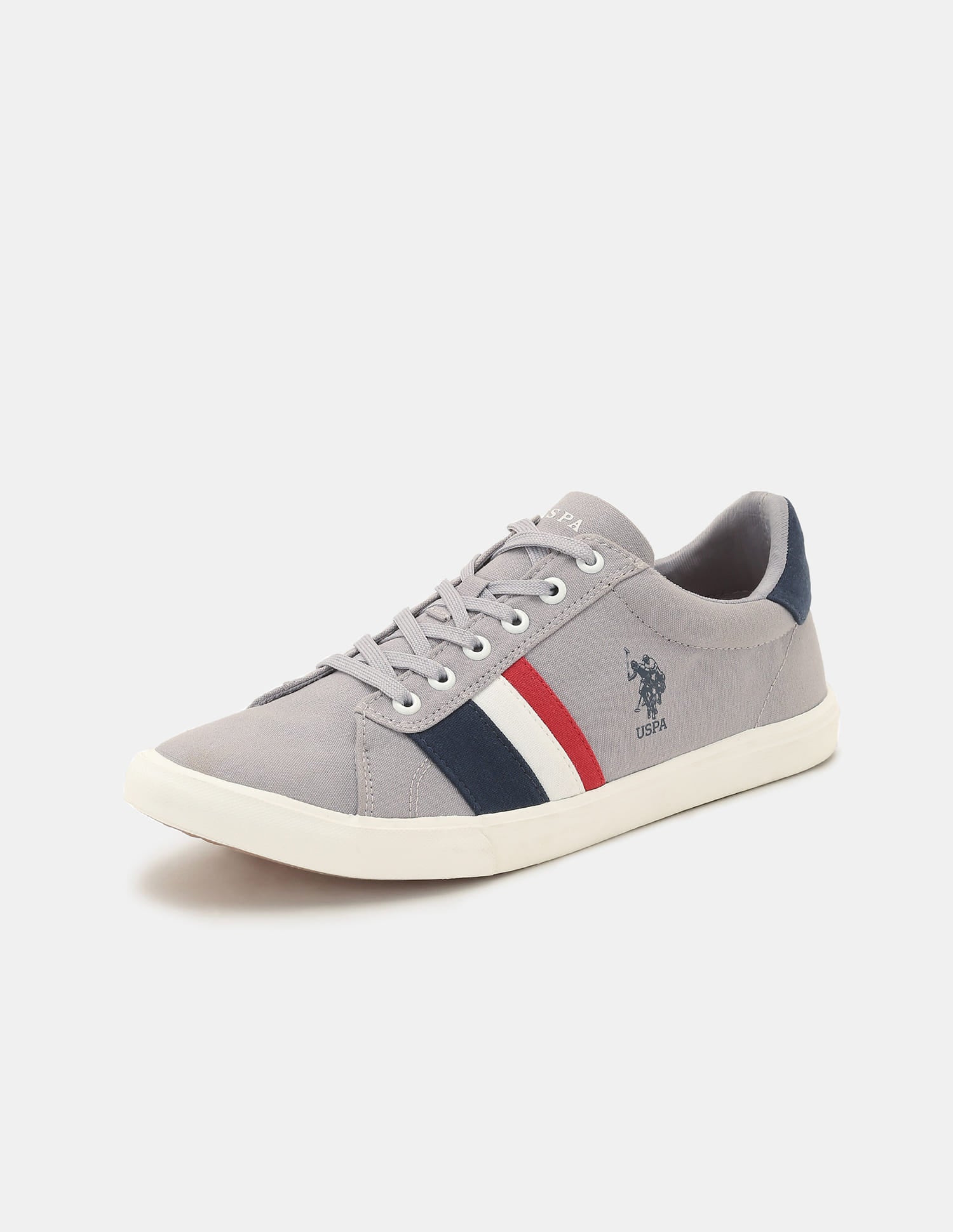 Men Striped Round Toe Abor 5.0 Sneakers Grey - U.S. Polo Assn. India | Large