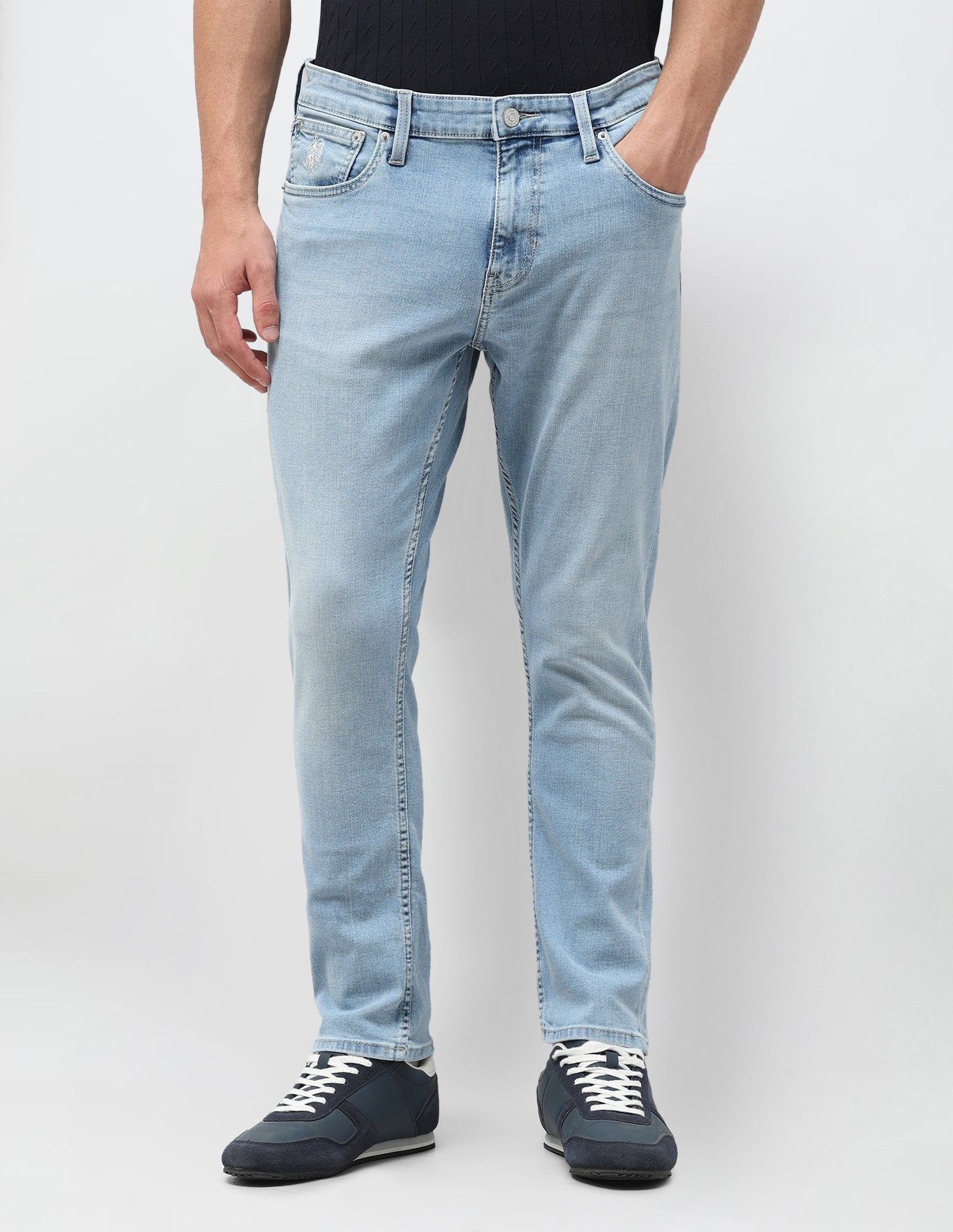 Henry Tapered Cropped Fit Blue Jeans Light Blue - U.S. Polo Assn. India | Large