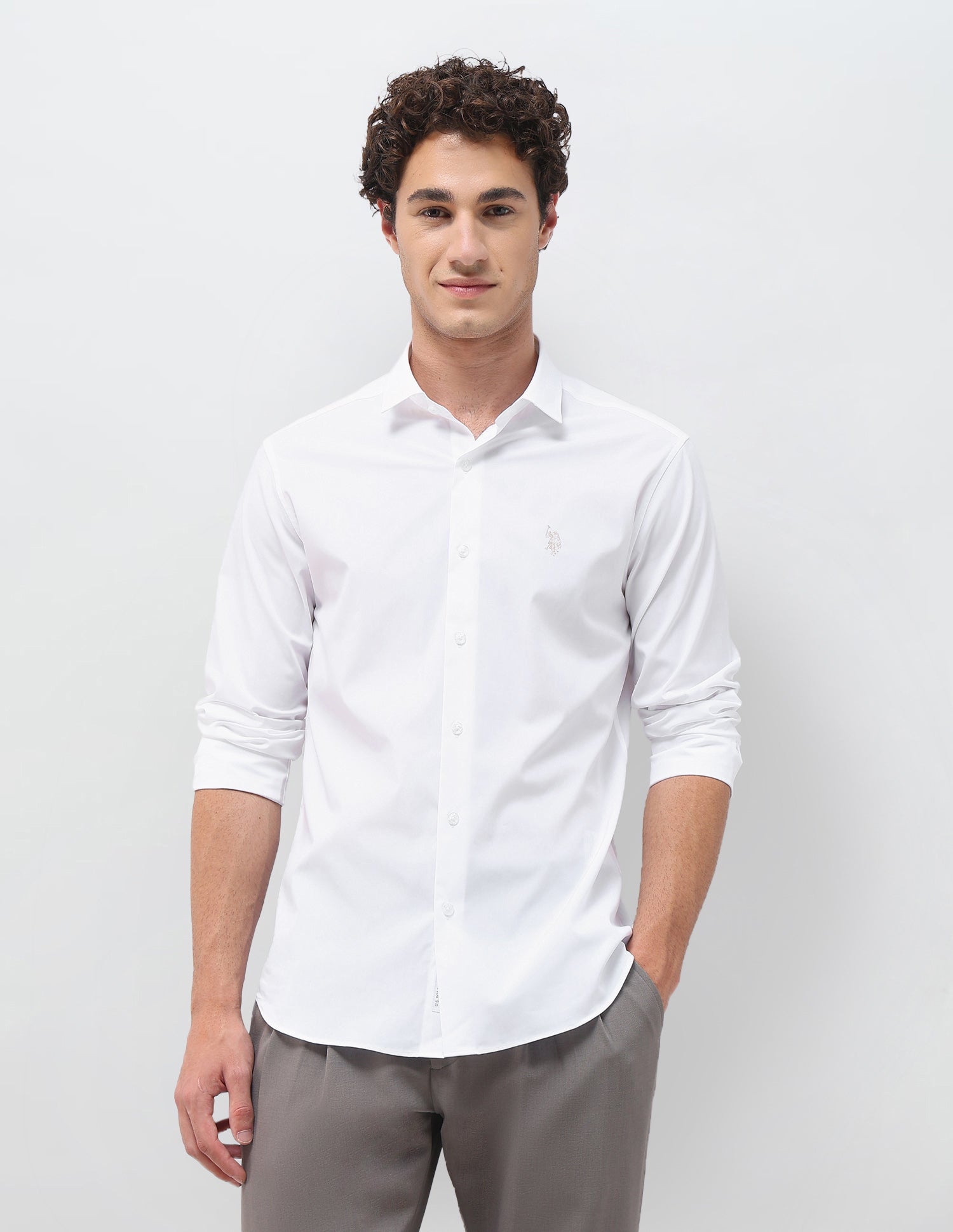 Solid Tailored Fit Shirt White - U.S. Polo Assn. India | Large