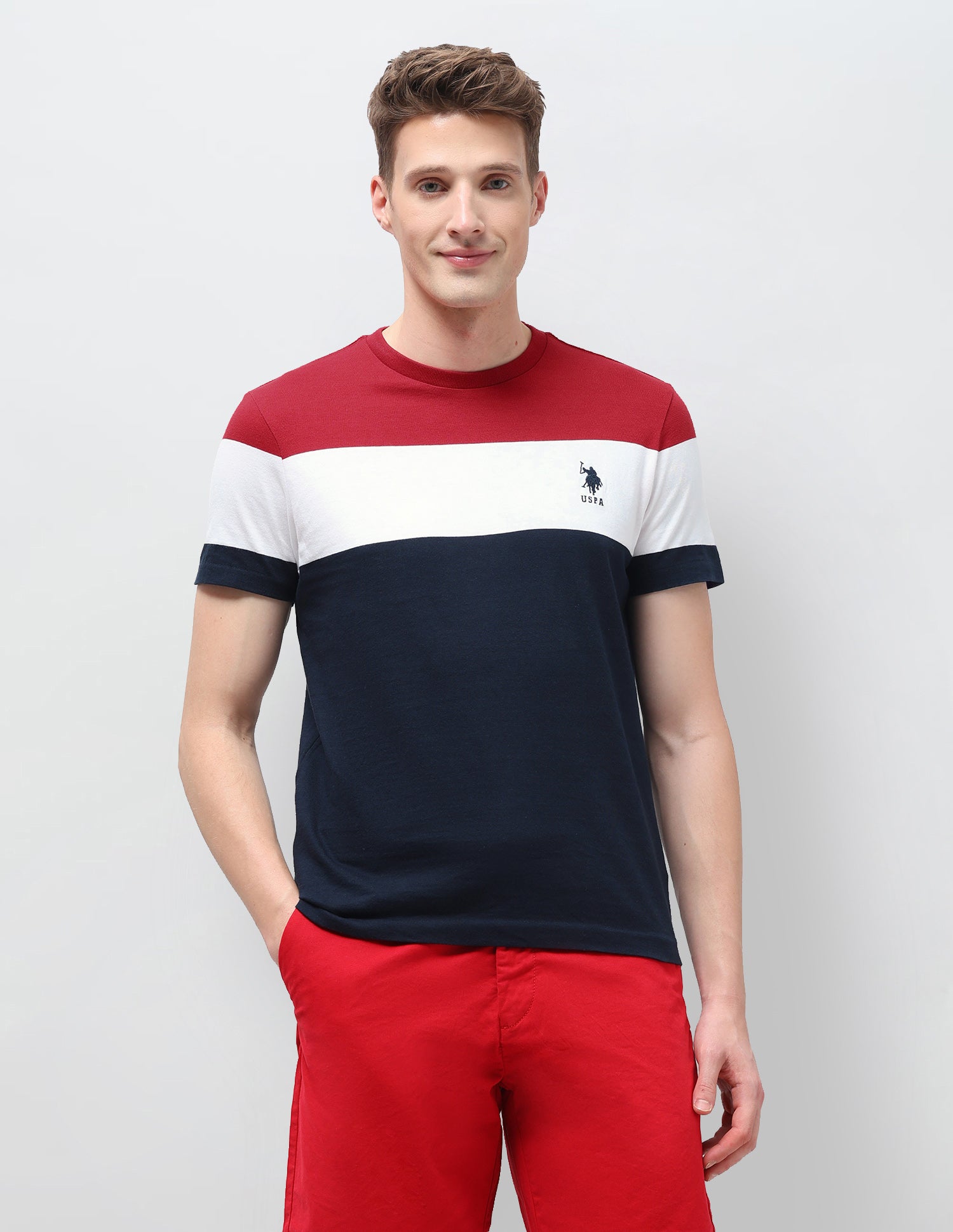 Colourblocked Slim Fit T-Shirt White - U.S. Polo Assn. India | Large