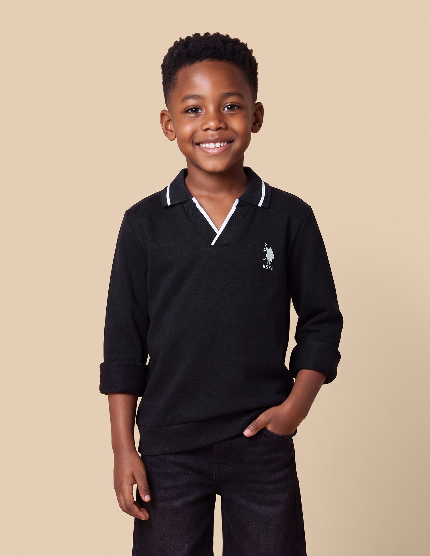 Solid Regular Fit Sweatshirt Black - U.S. Polo Assn. India | Large