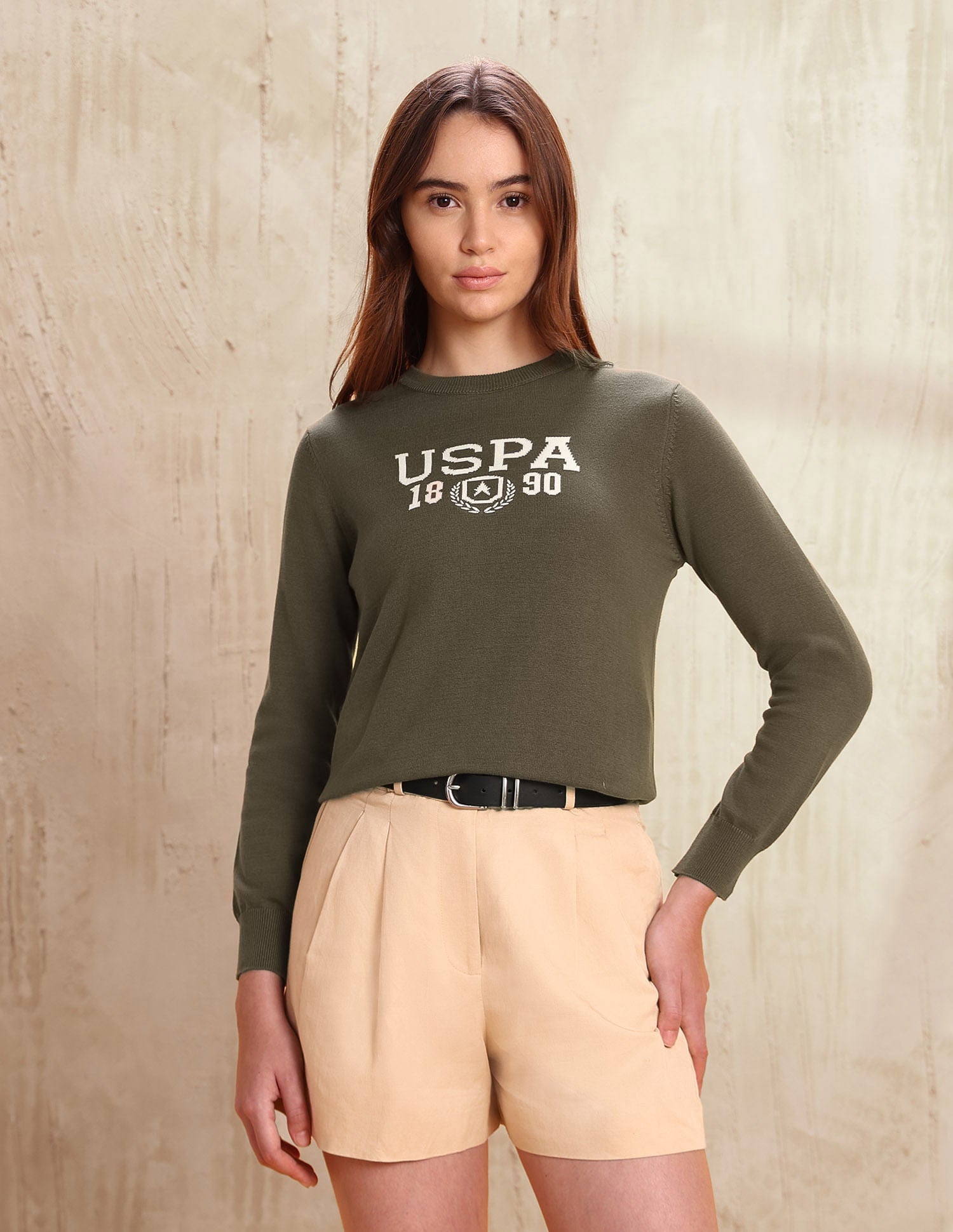 Brand Printed Regular Fit Sweater Green - U.S. POLO ASSN. | Large
