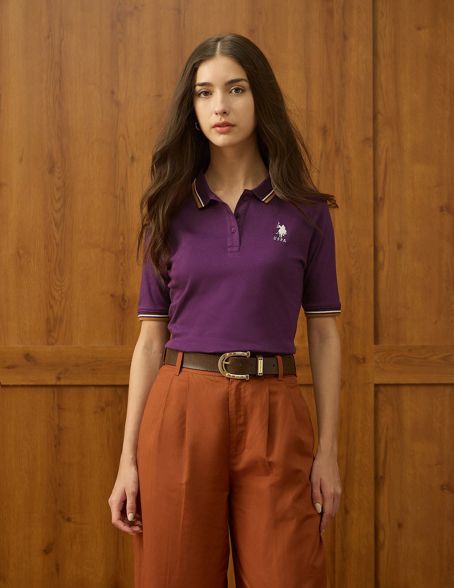 Regular Fit Solid Polo Shirt Wine - U.S. POLO ASSN. | Large