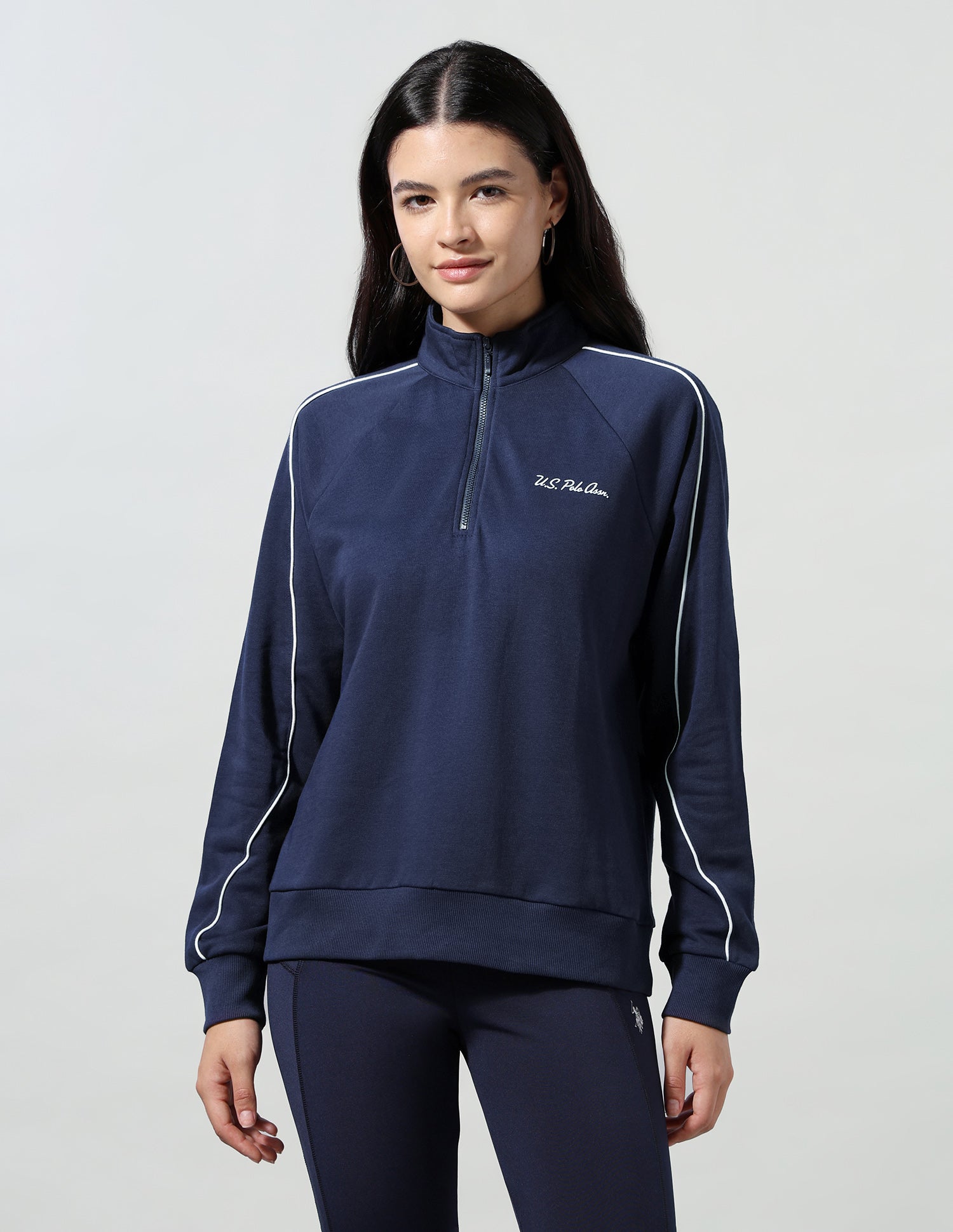Solid Regular Fit Sweatshirt Navy - U.S. Polo Assn. India | Large