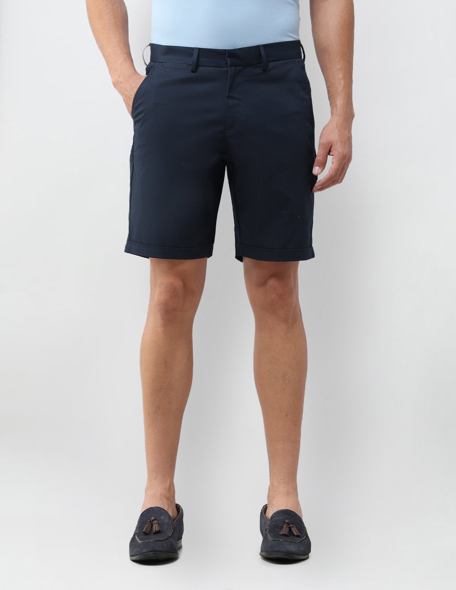 Slim Fit Solid Shorts Navy - U.S. Polo Assn. India | Large