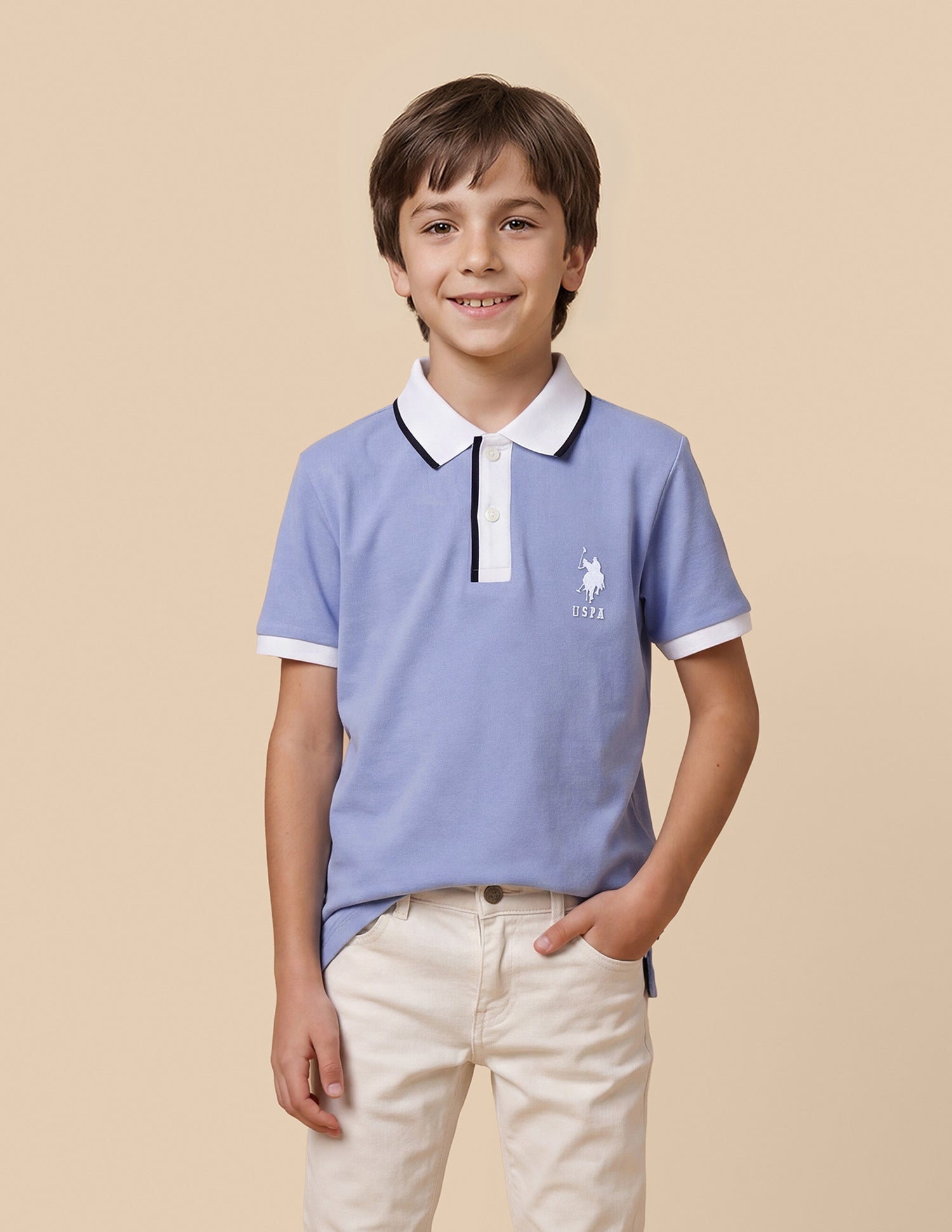 Solid Regular Fit Polo Shirt Blue - U.S. Polo Assn. India | Large