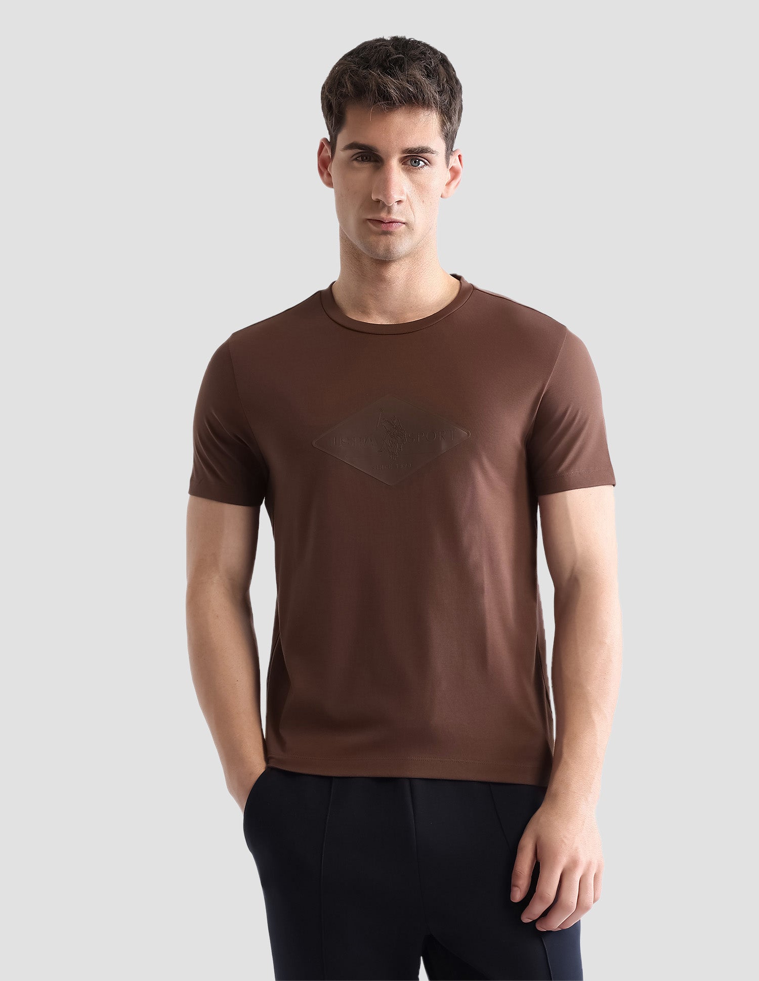 Brand Embossed Regular Fit Active T-Shirt Brown - U.S. POLO ASSN. | Large