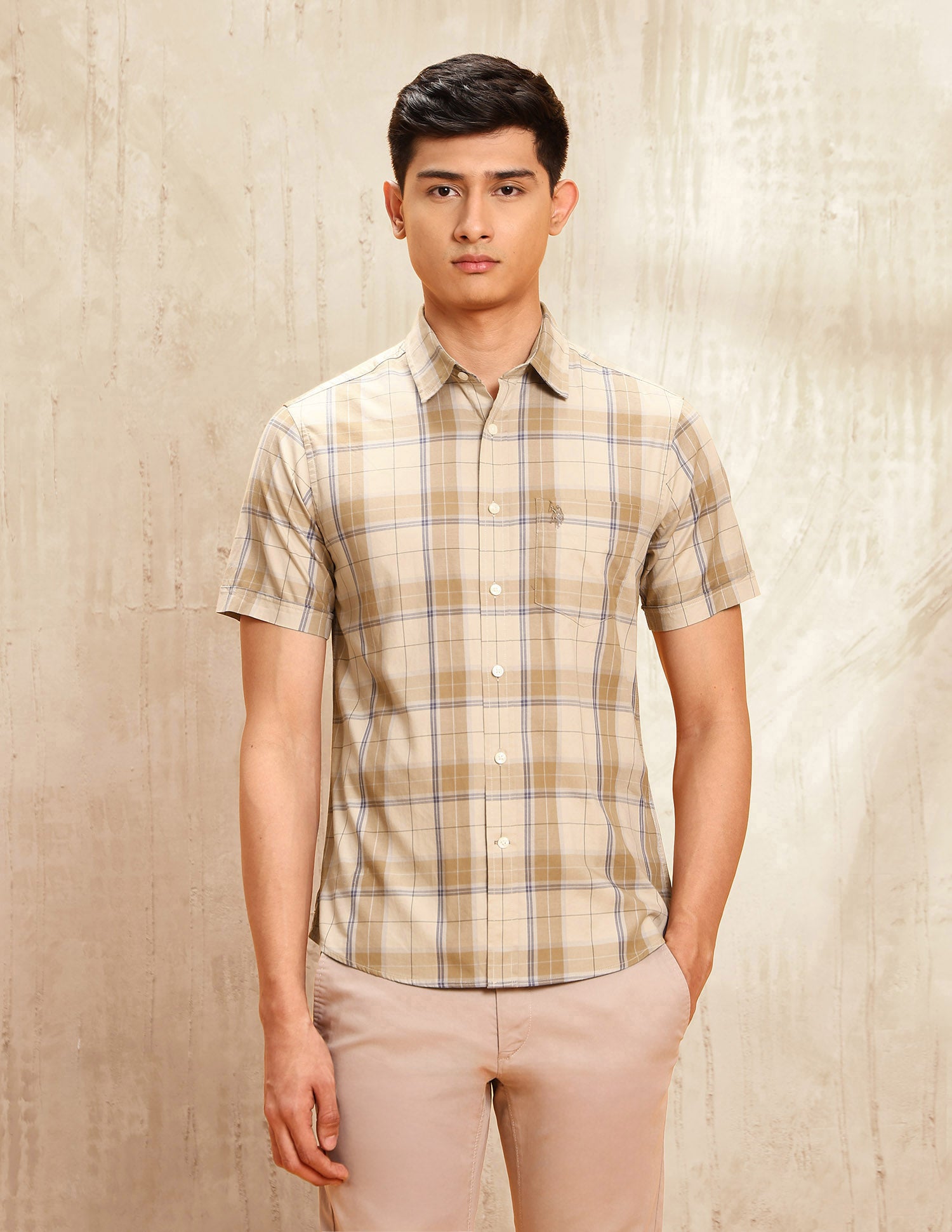 Twill Plaid Checked Shirt Khaki - U.S. POLO ASSN. | Large