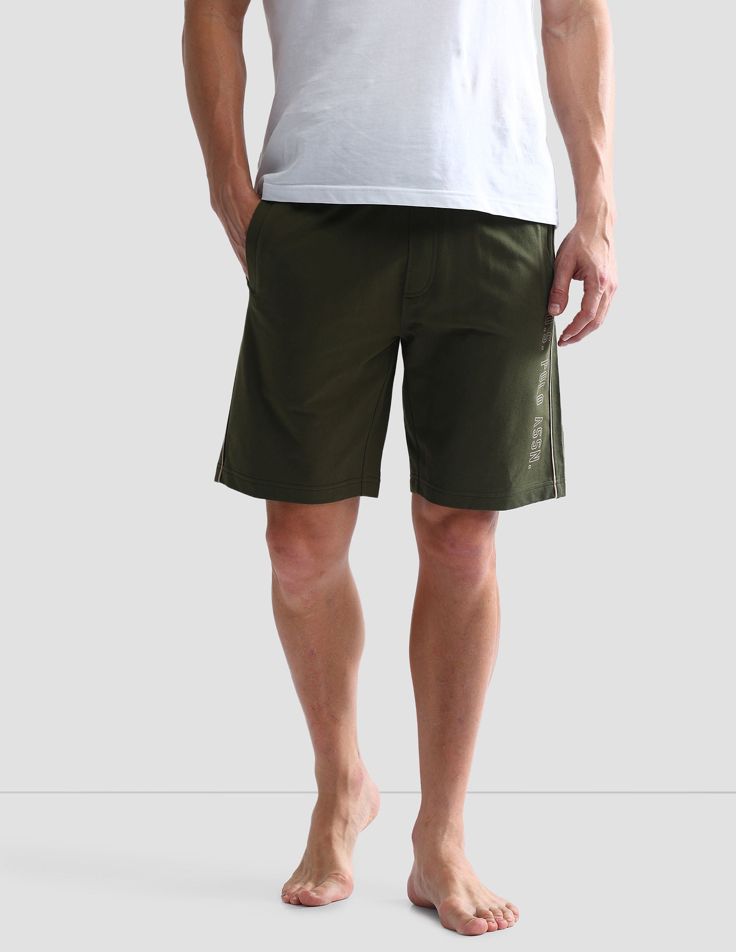 Mid Rise Contrast Piping OES05 Shorts - Pack Of 1 Olive - U.S. POLO ASSN. | Large