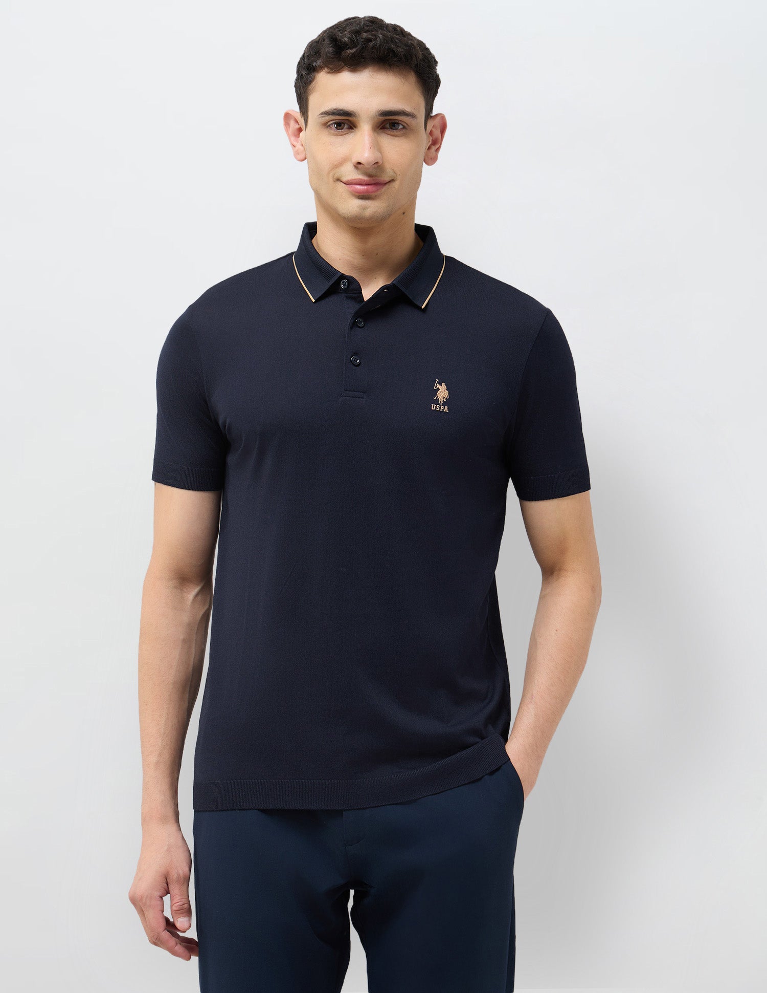 Solid Slim Fit Polo Shirt Navy - U.S. POLO ASSN. | Large