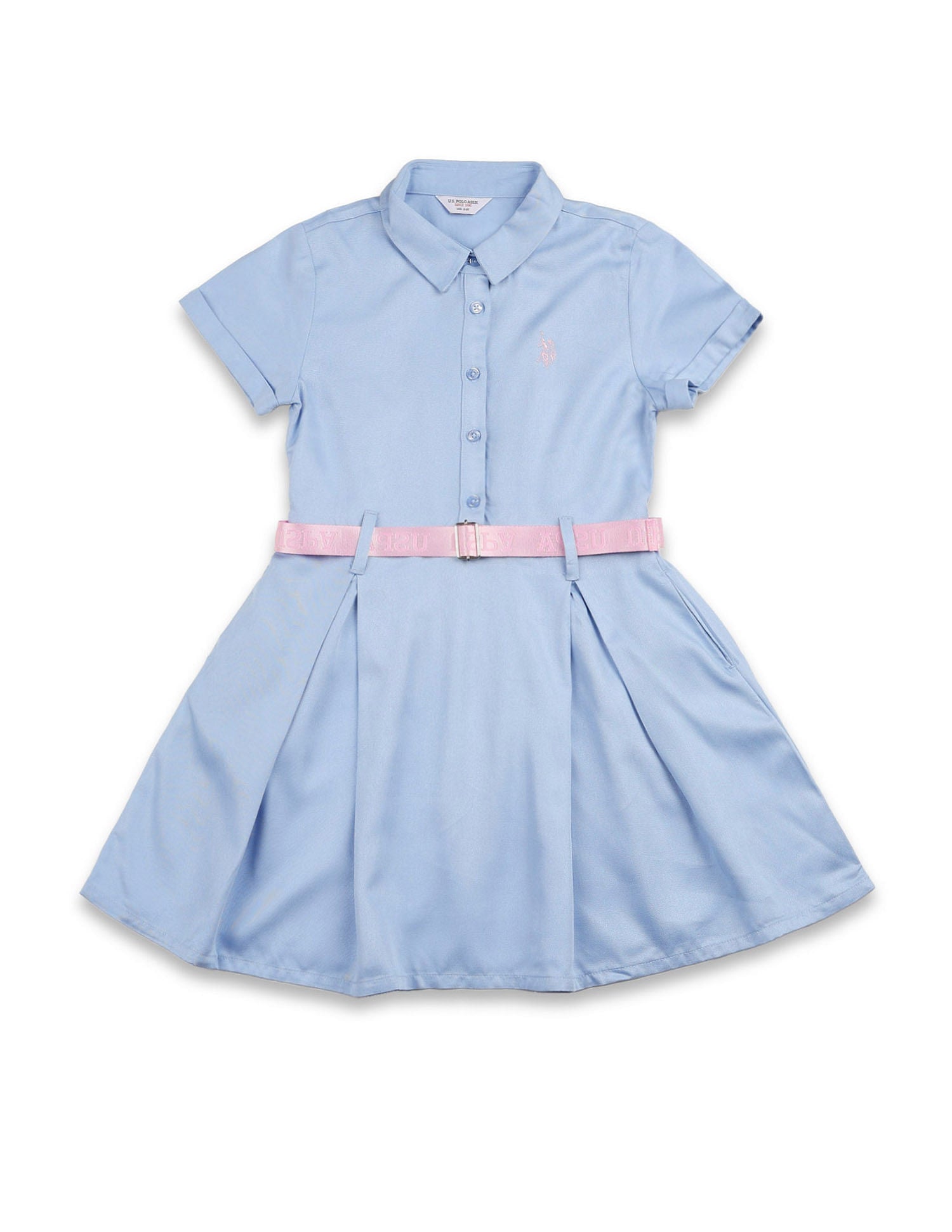 Girls Solid Shirt Dress Light Blue - U.S. POLO ASSN. | Large