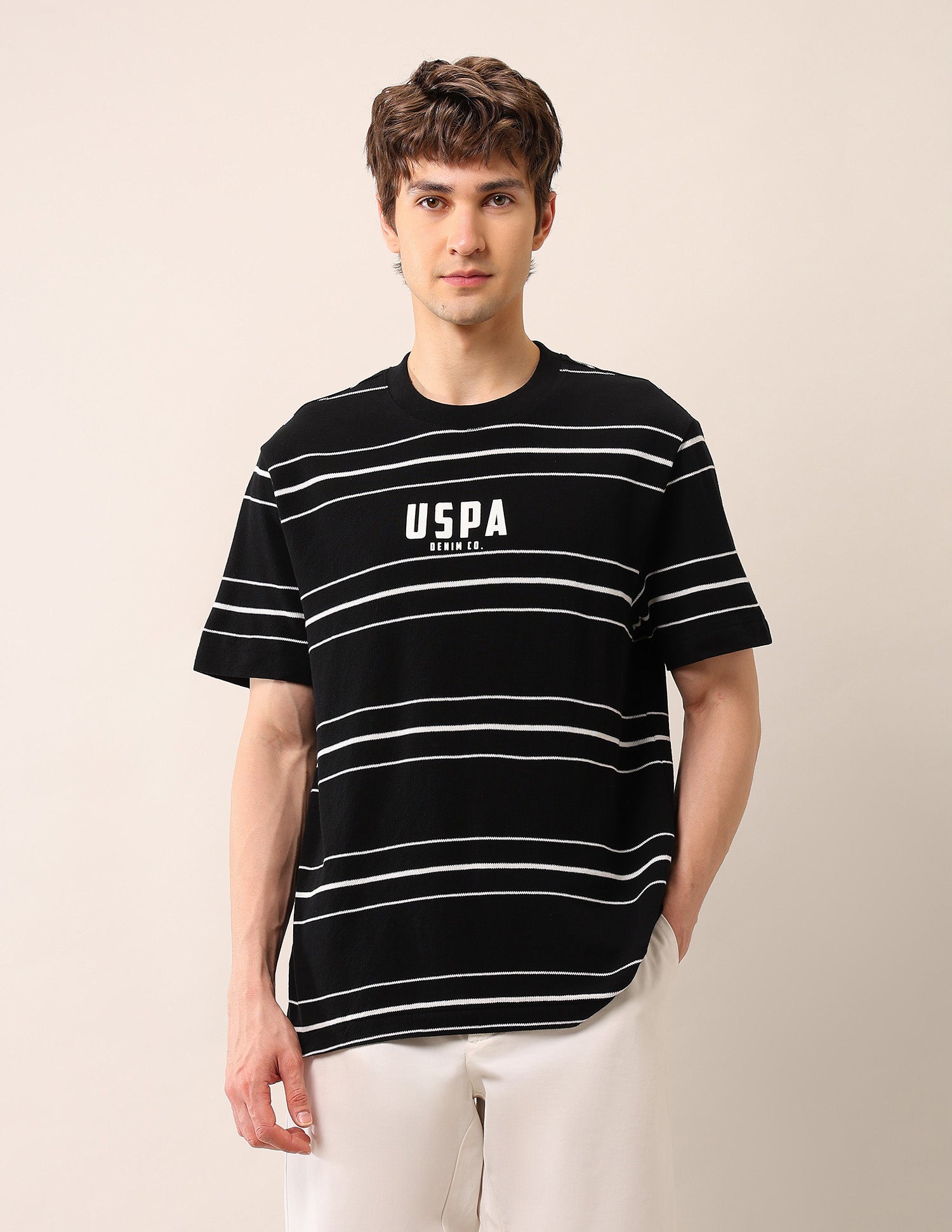 Relaxed Fit Pure Cotton T-Shirt Black - U.S. Polo Assn. India | Large