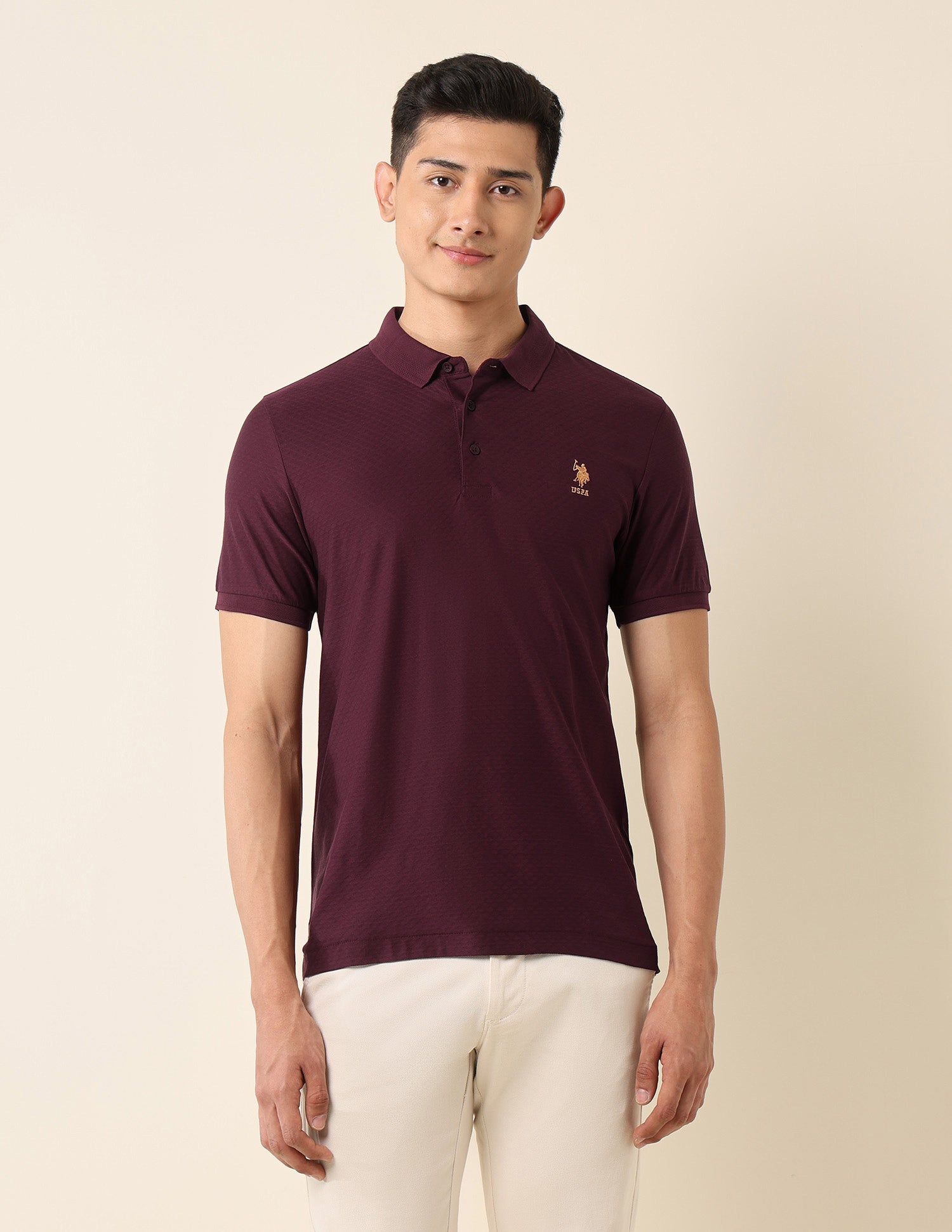 Pure Cotton Slim Fit Polo Shirt Maroon - U.S. Polo Assn. India | Large
