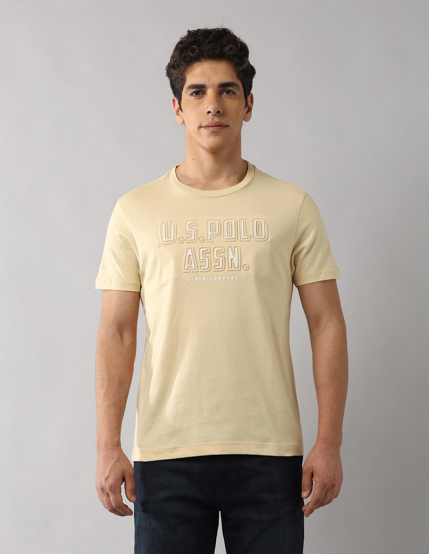 Brand Embossed Working Holiday T-Shirt Light Yellow - U.S. Polo Assn. India | Large