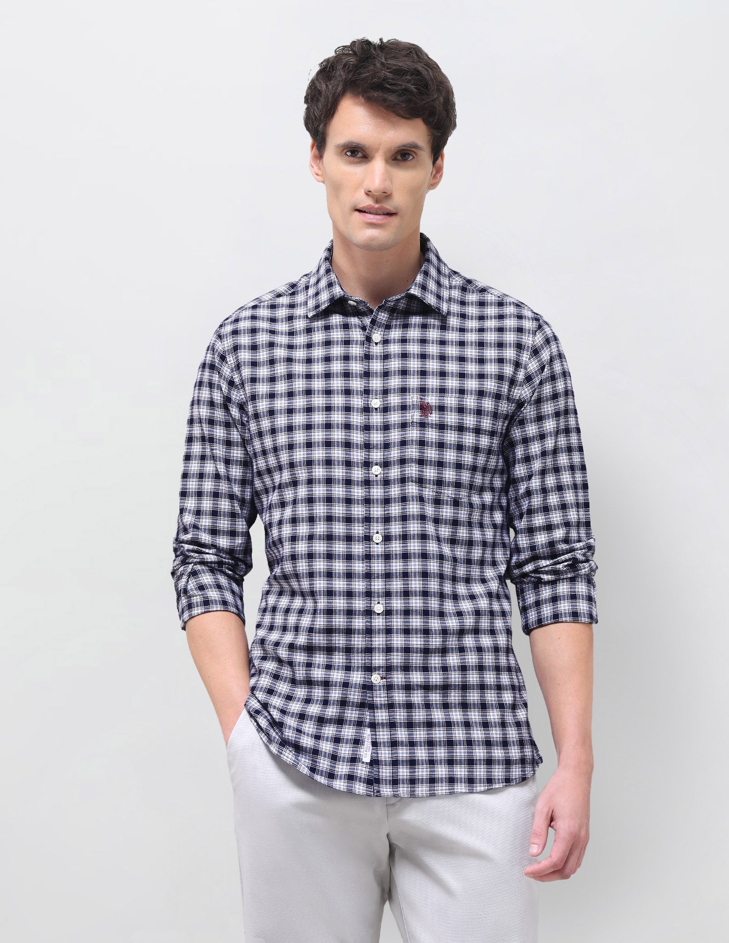 Oxford Tartan Checked Shirt Navy - U.S. Polo Assn. India | Large