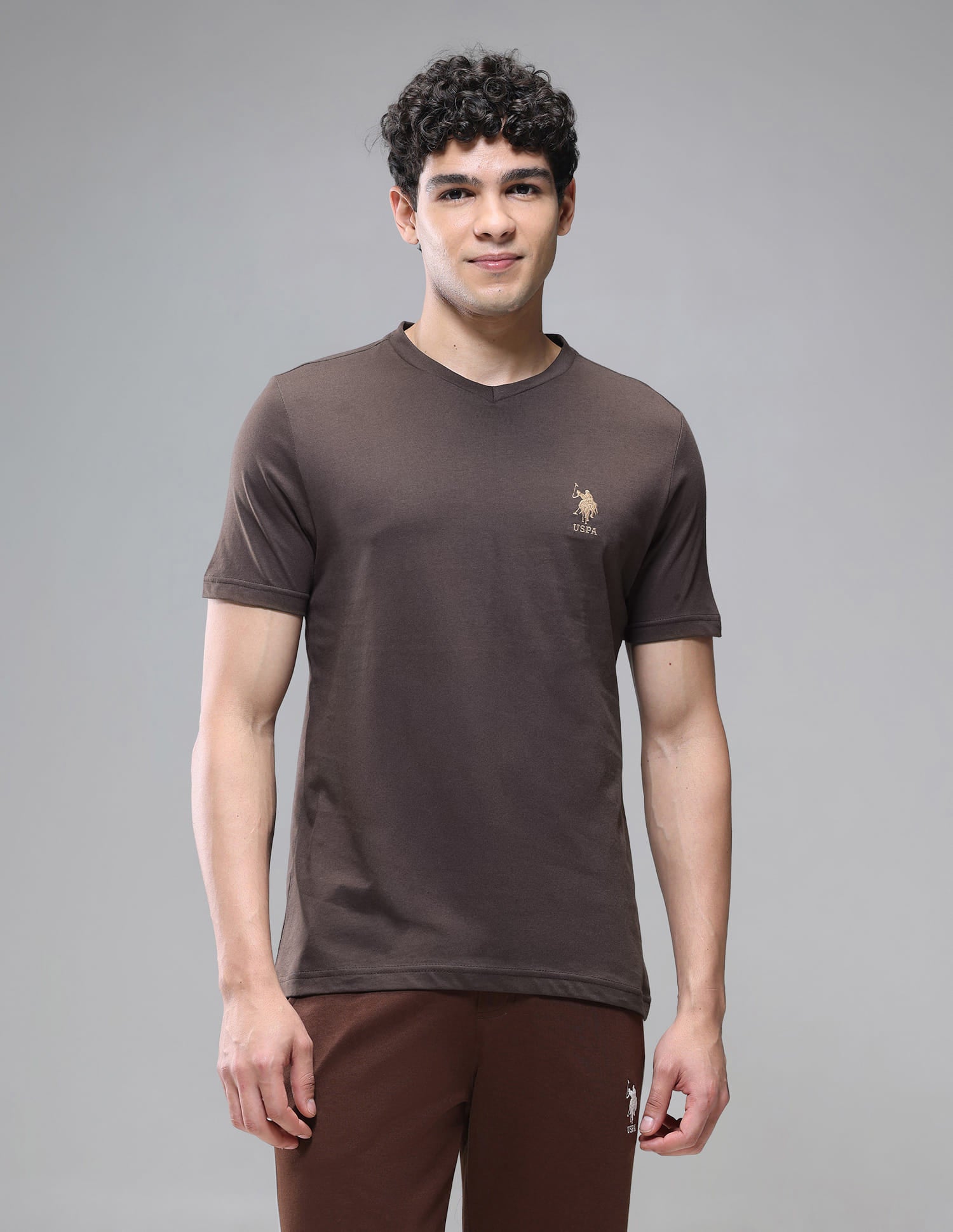 Breathable Comfort Fit I638 Lounge T-Shirt - Pack Of 1 Choco - U.S. Polo Assn. India | Large