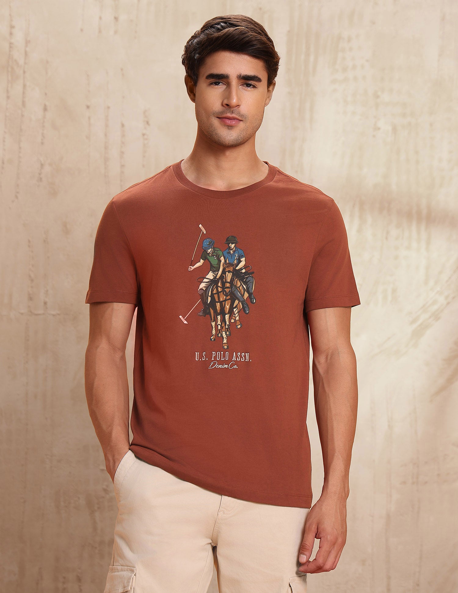 Graphic Brand Printed Muscle Fit T-Shirt Rust - U.S. POLO ASSN. | Large