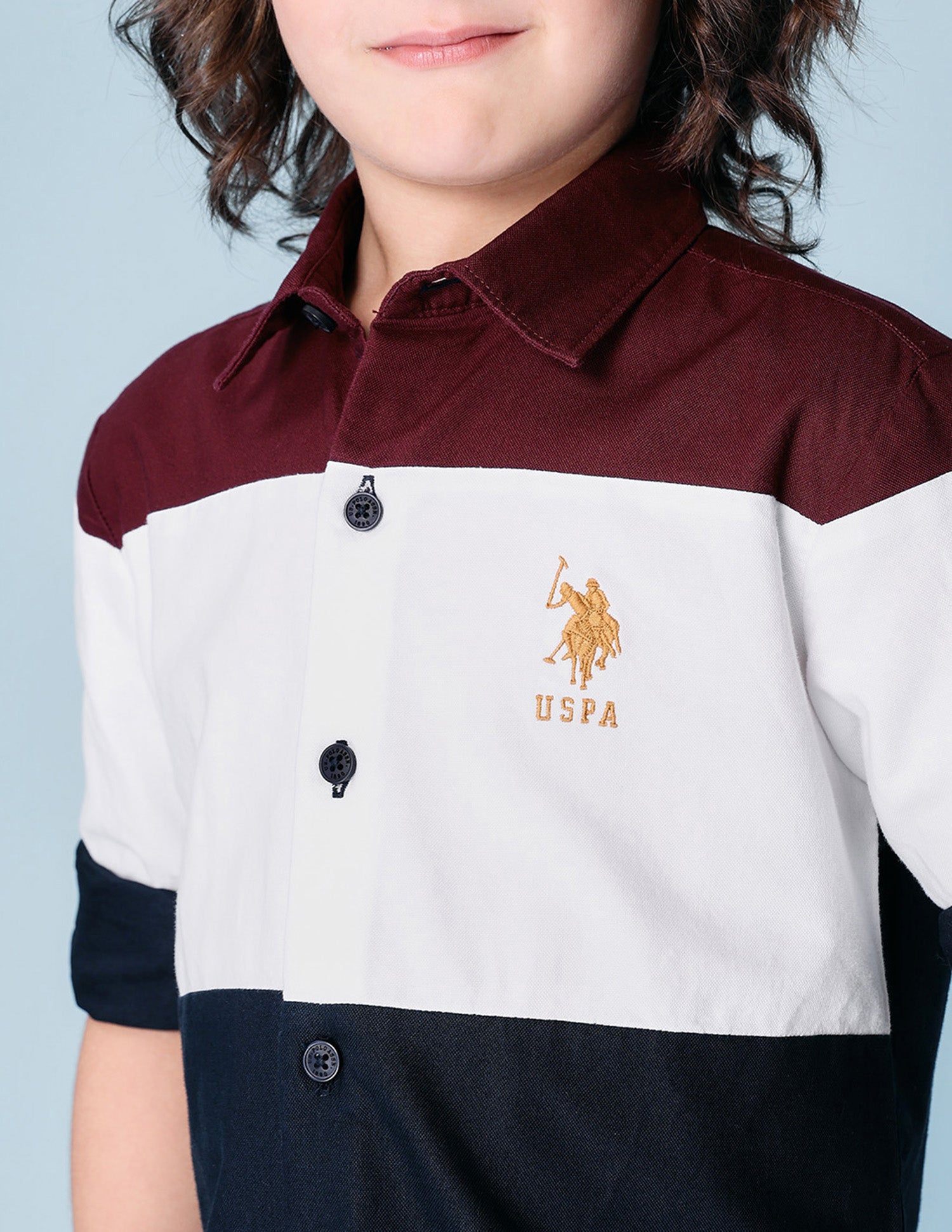 Boys Colorblocked Pure Cotton Shirt Red - U.S. POLO ASSN. | Large