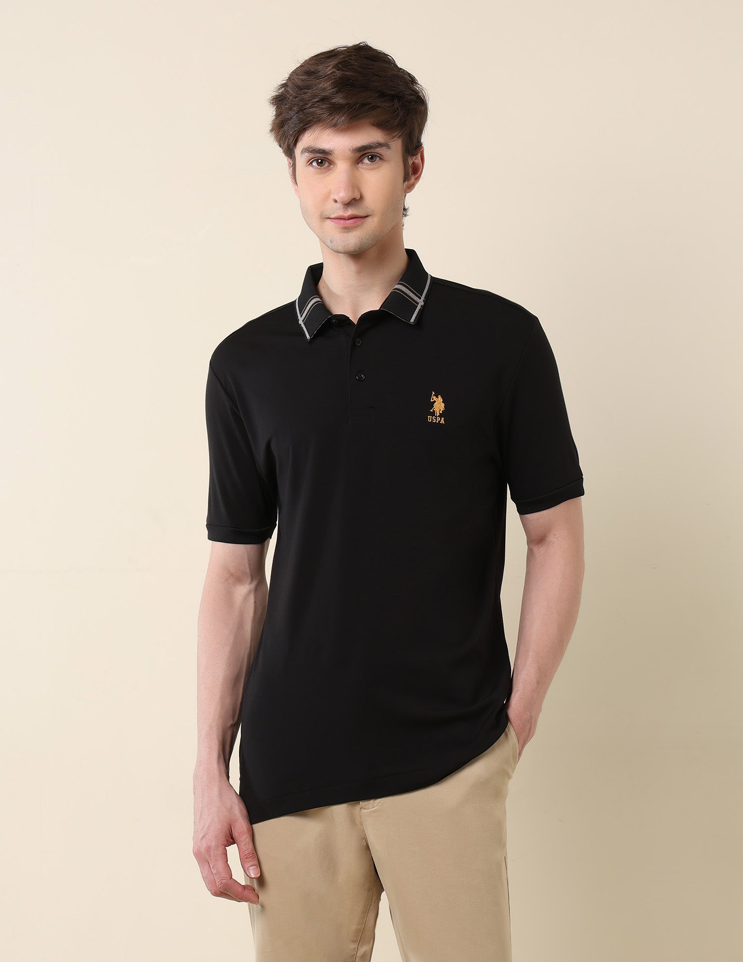 Solid Gentlemans Club Polo Shirt Black - U.S. Polo Assn. India | Large