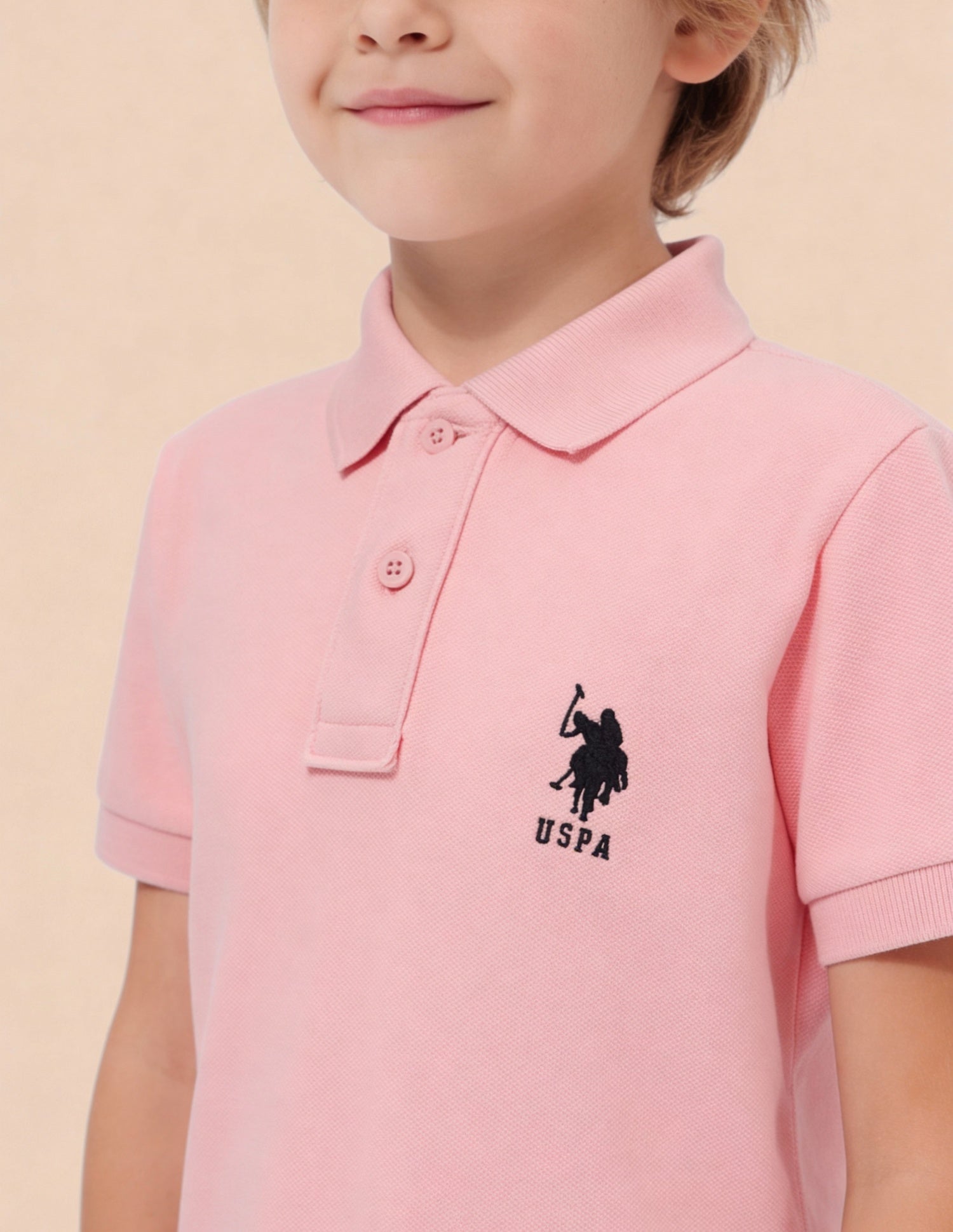 Pure Cotton Solid Polo Shirt Light Pink - U.S. Polo Assn. India | Large