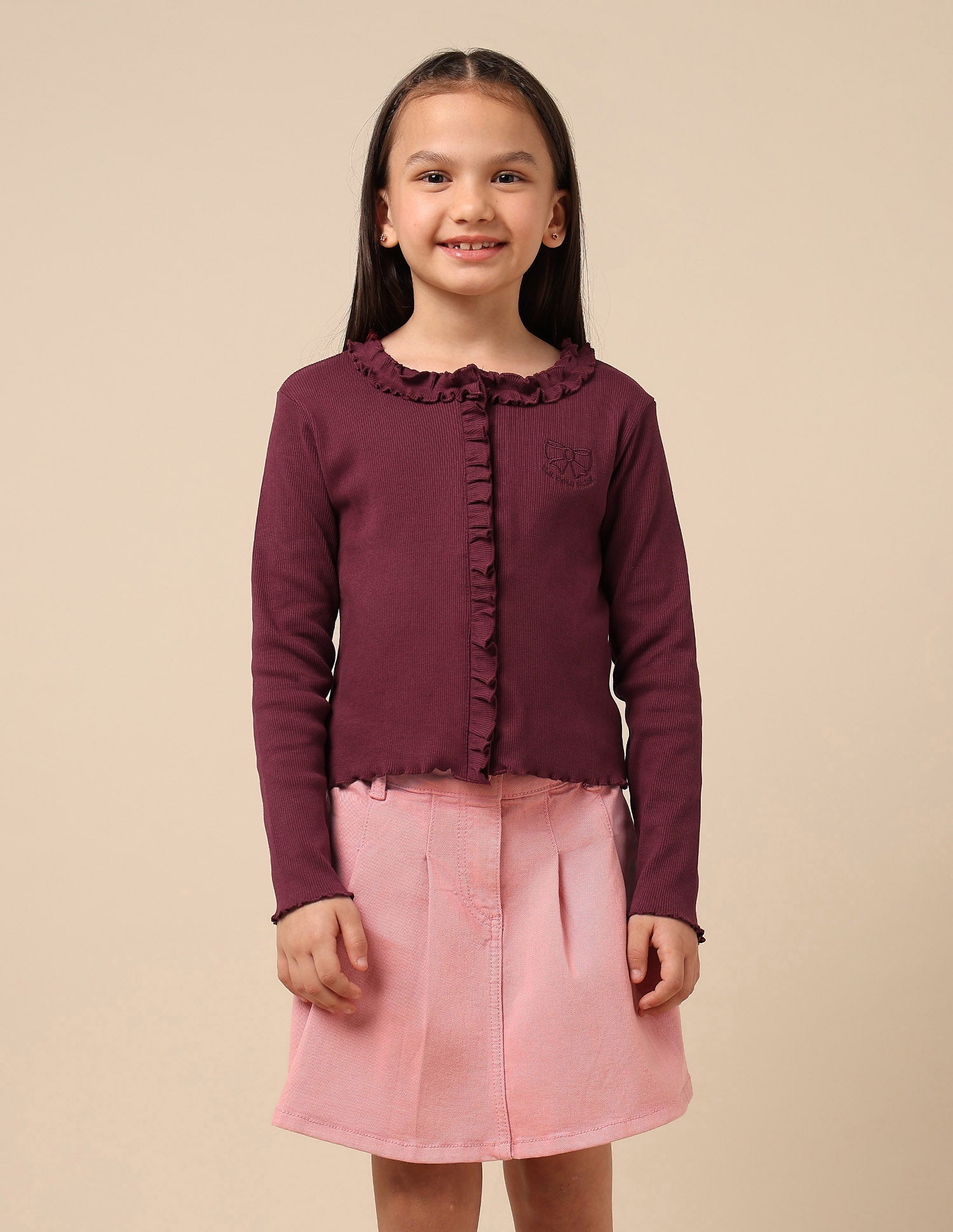 Girls Textured Slim Fit Top Burgundy - U.S. POLO ASSN. | Large