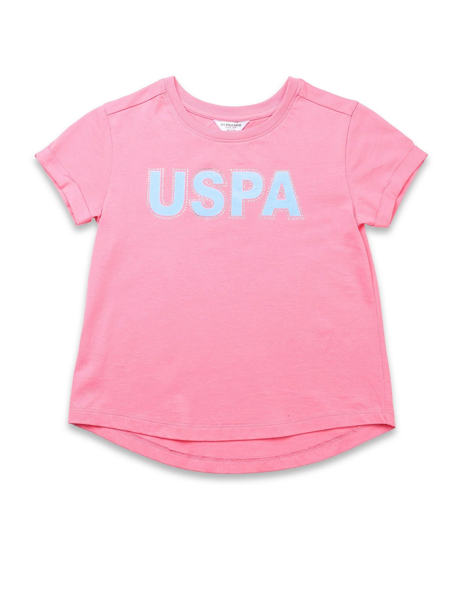 Girls Flock Print Relaxed Fit T-Shirt Pink - U.S. POLO ASSN. | Large