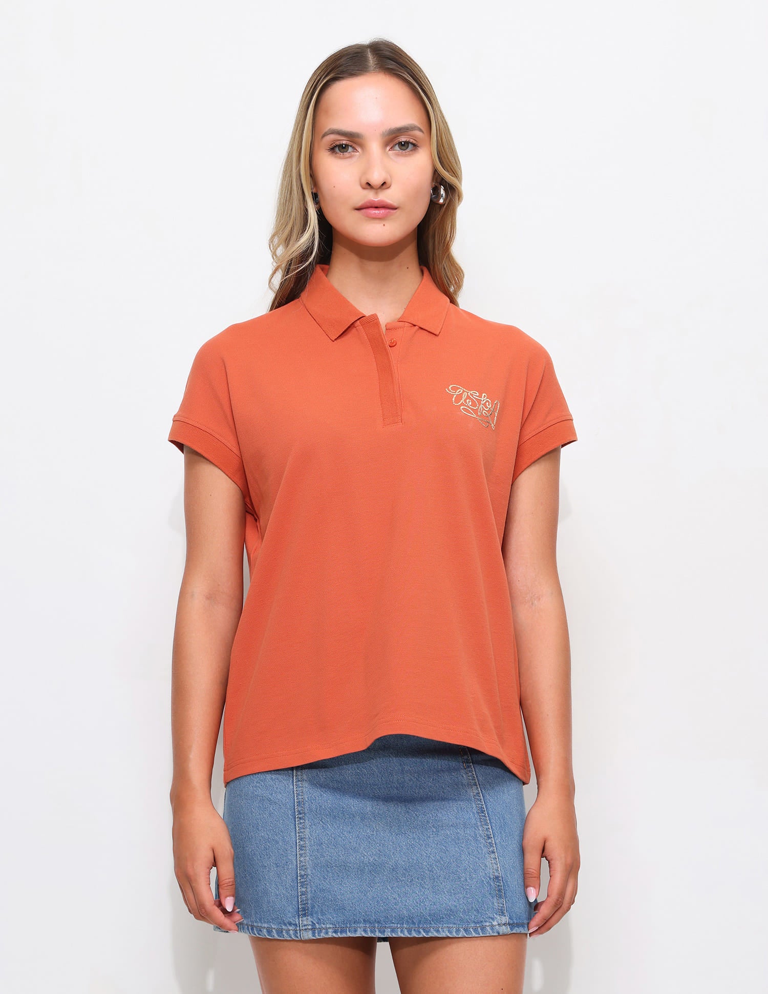 Extended Sleeves Boxy Fit Polo Shirt Orange - U.S. Polo Assn. India | Large
