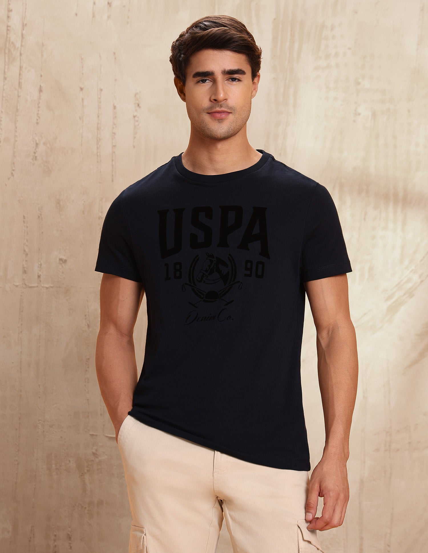 Brand Embossed Muscle Fit T-Shirt Navy - U.S. POLO ASSN. | Large