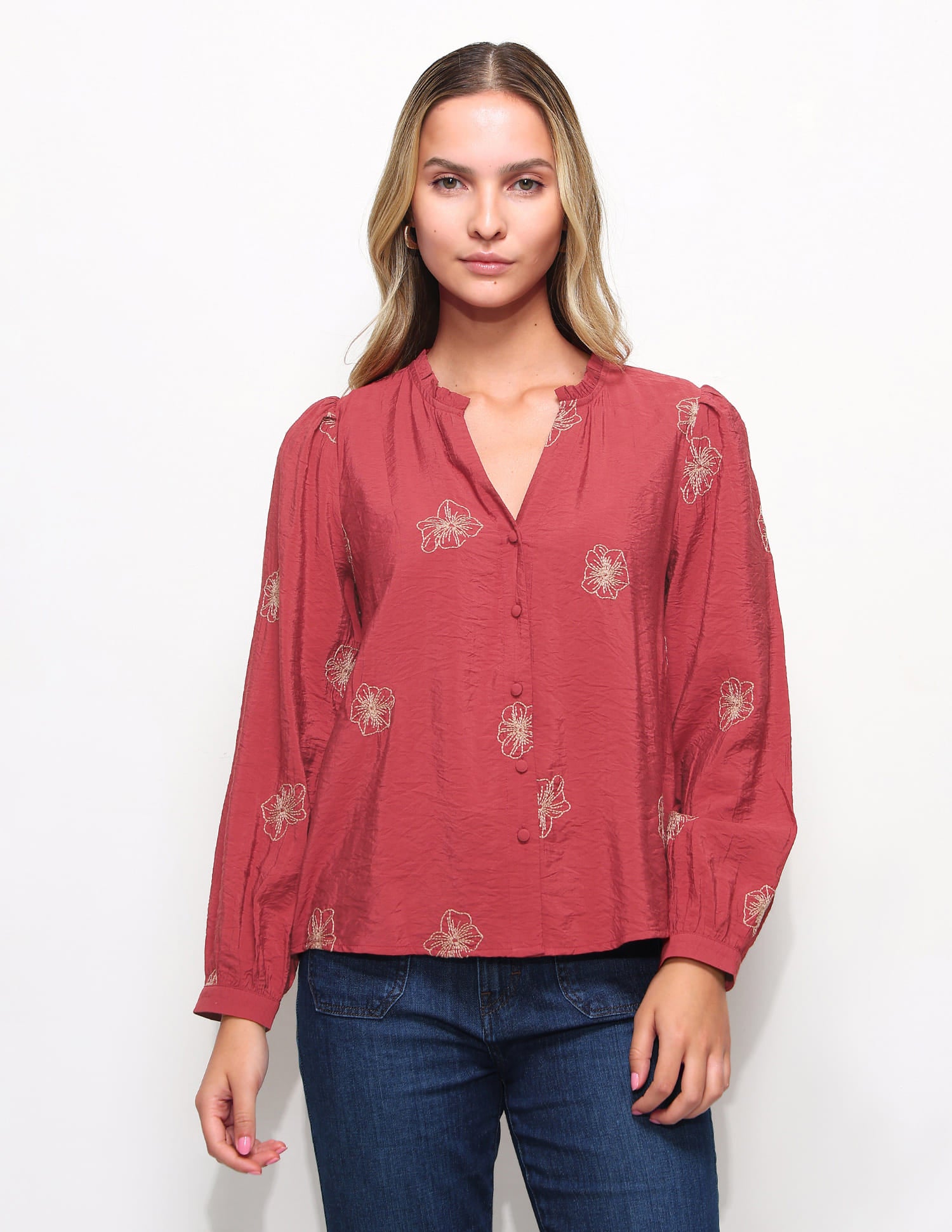 Floral Embroidered Top Red - U.S. Polo Assn. India | Large