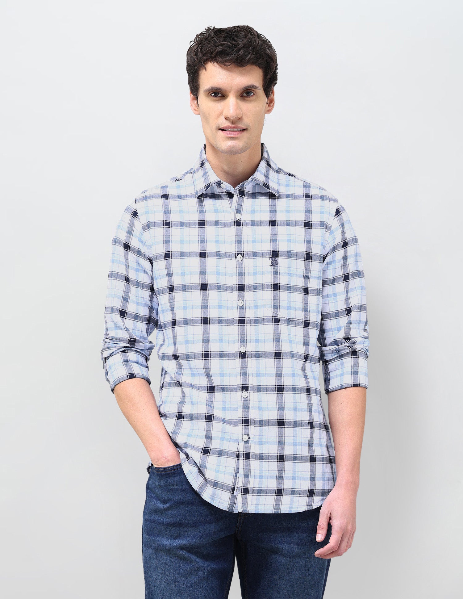 Oxford Tailored Fit Shirt Navy - U.S. Polo Assn. India | Large