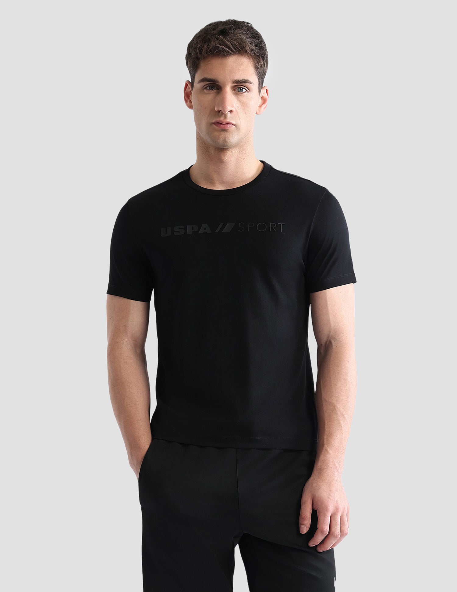 Brand Embossed Regular Fit Active T-Shirt Black - U.S. POLO ASSN. | Large