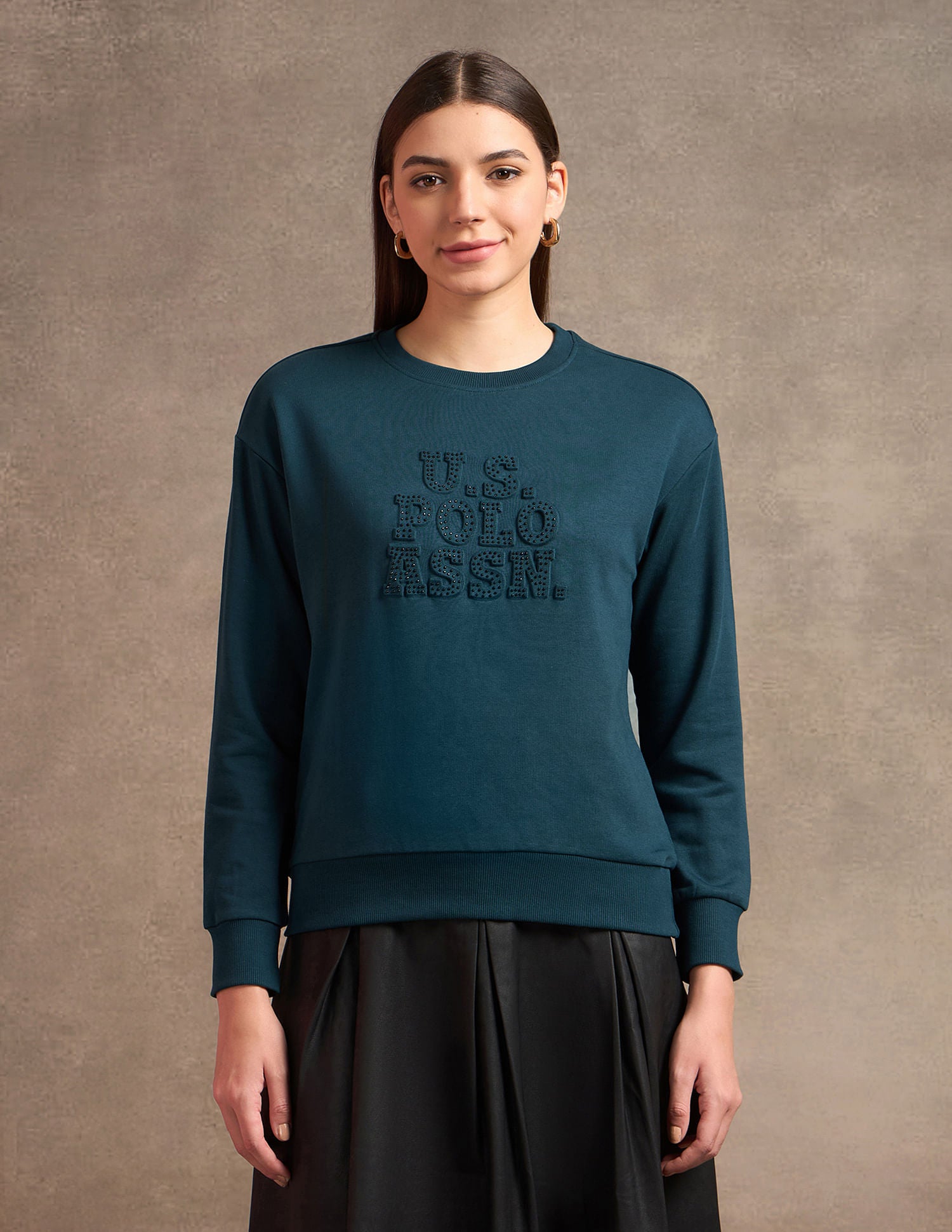 Puff Print Drop Shoulder Sweatshirt Teal - U.S. POLO ASSN. | Large