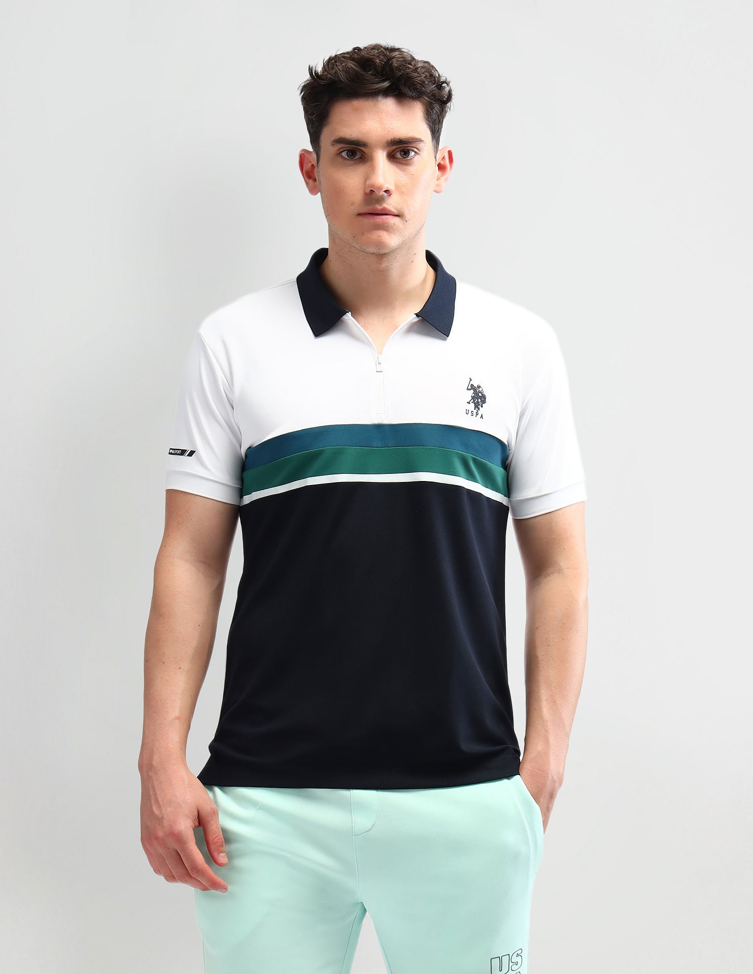 Slim Fit Colourblocked Polo Shirt White - U.S. Polo Assn. India | Large